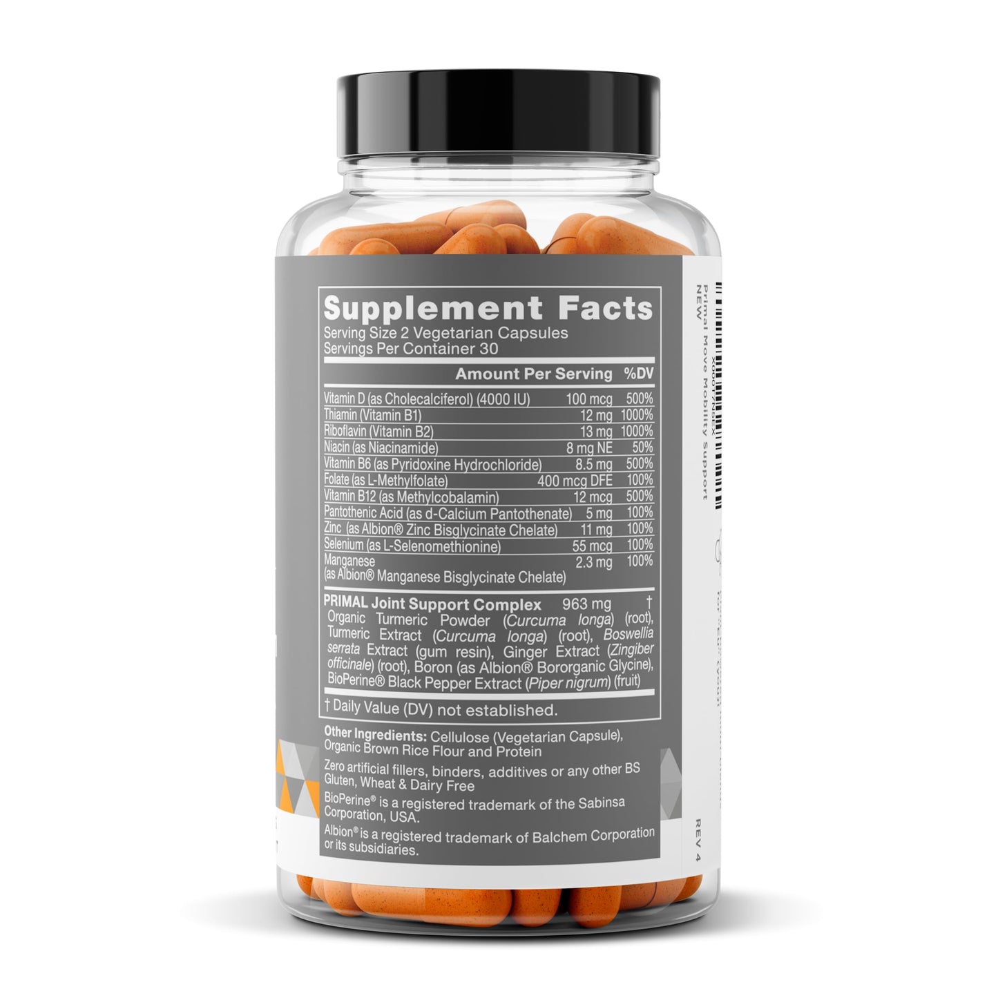 Primal Joint & Mobility Support - Advanced Joint Support Supplement for Women and Men - Turmeric, Boswellia, Ginger and Boron for Whole-Body Flexibility, Joint Health & Comfort - 60 Veg Soft Capsules