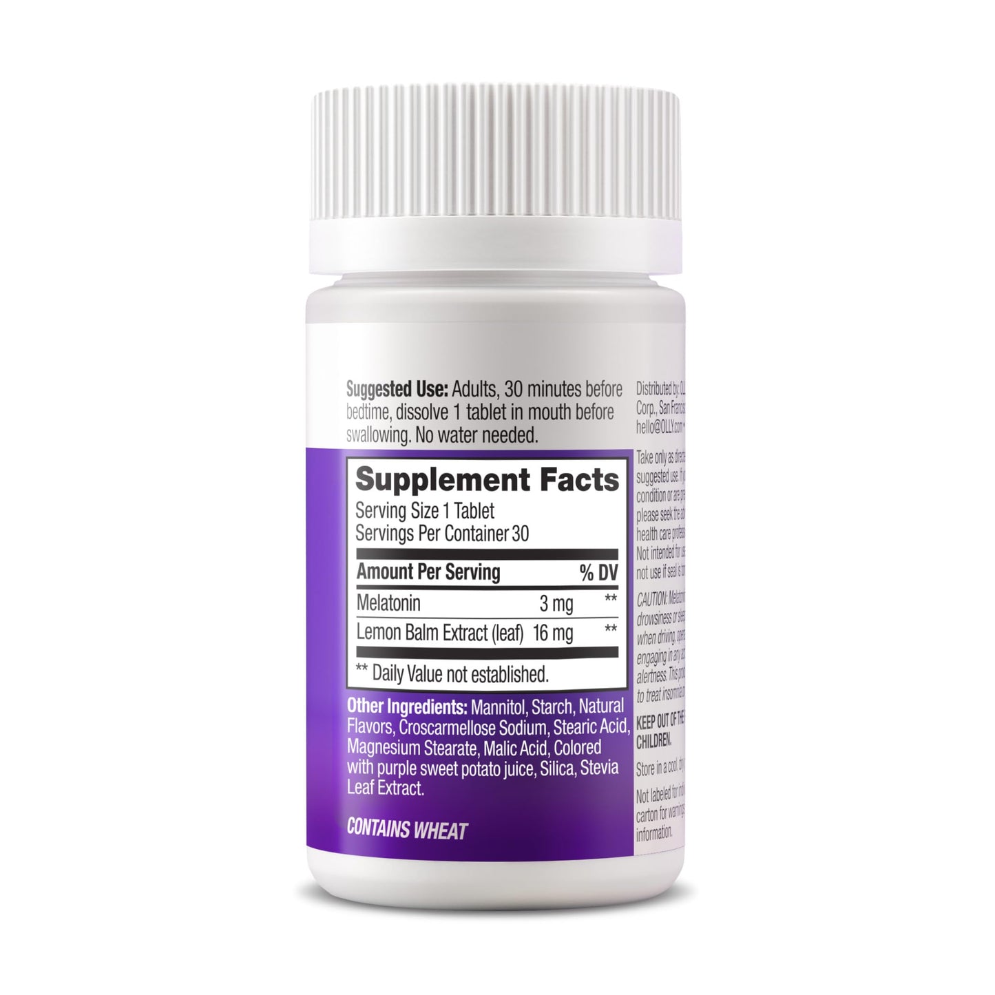 OLLY Sleep Fast Dissolves, 3mg Melatonin, Lemon Balm, Strawberry Flavor, 30 Day Supply - 30 Count