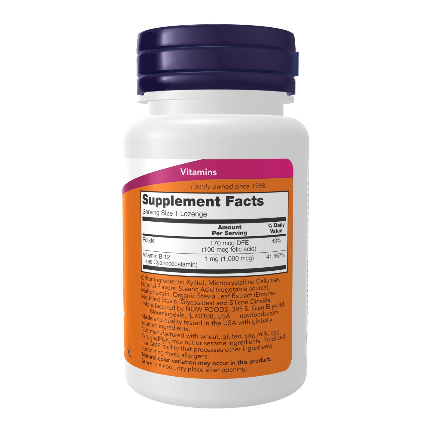 NOW Supplements, Vitamin B-12 1,000 mcg with Folic Acid, Nervous System Health*, 100 Chewable Lozenges