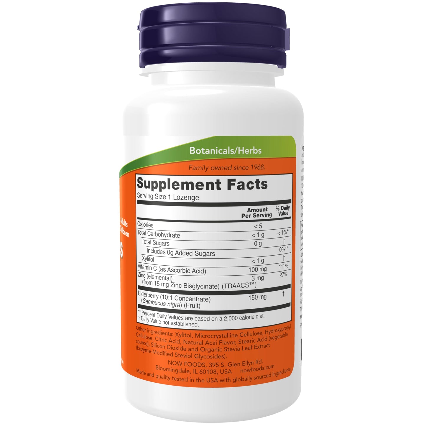 NOW Foods Supplements, Sambucus Zinc-C with Elderberry Concentrate and Vitamin C, 60 Lozenges