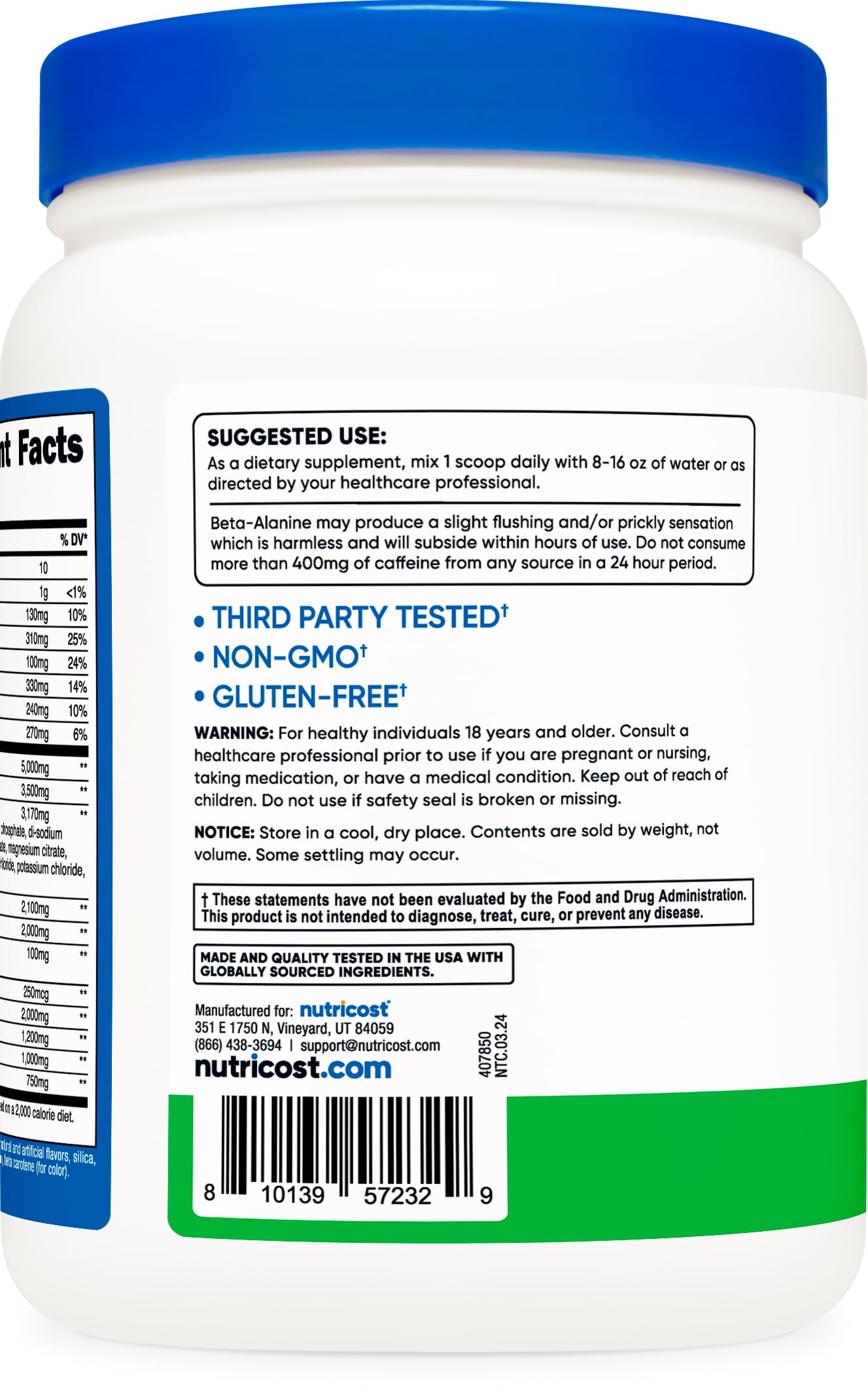 Nutricost Intra Workout Powder, 30 Servings (Green Apple) - Non-GMO, Gluten-Free Supplement