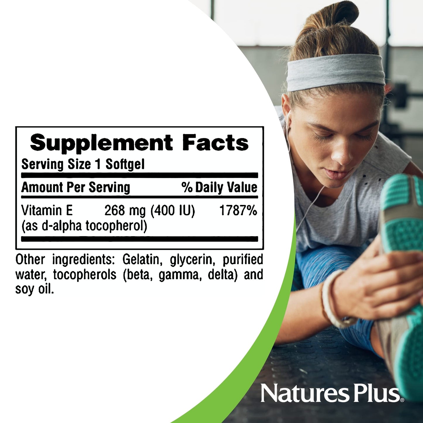 NaturesPlus Vitamin E - 400 iu Mixed D-Tocopherol, 60 Softgels - Easy to Swallow Vitamin E Supplement, Derived from Natural Soybean Oil - Free-Radical Defense - Gluten-Free - 60 Servings