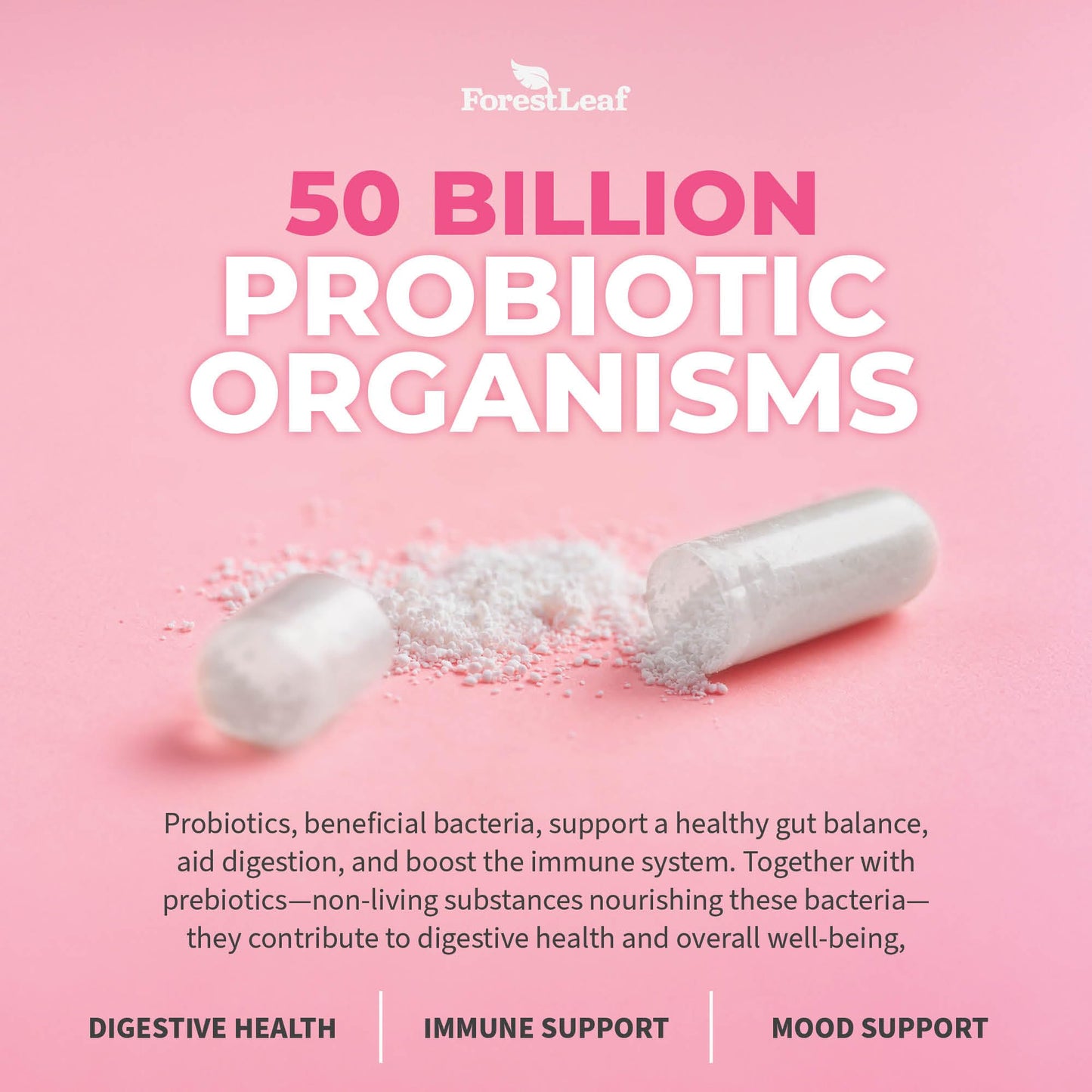 Probiotics for Women, 50 Billion CFU, 26 Unique Strains, Women's Probiotic and Prebiotics Support Digestive Health, w/ Cranberry, Hibiscus & D-Mannose for Vaginal PH Balance, Urinary, Gut (30 Caps)