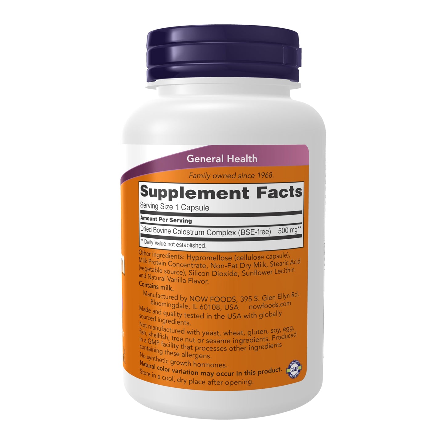 NOW Foods Supplements, Colostrum 500 mg, Naturally occurring Immunoglobulins and Lactoferrin, 120 Veg Capsules