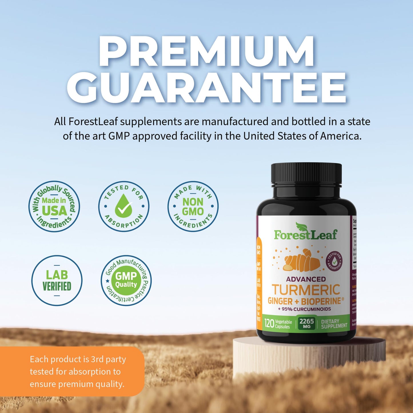 Organic Turmeric Supplement Extra Strength 2265mg - Turmeric Curcumin Supplement w/BioPerine Black Pepper - Tumeric and Ginger Supplements, 95% Curcuminoids, Supports Immune & Joint Health, 120 Caps