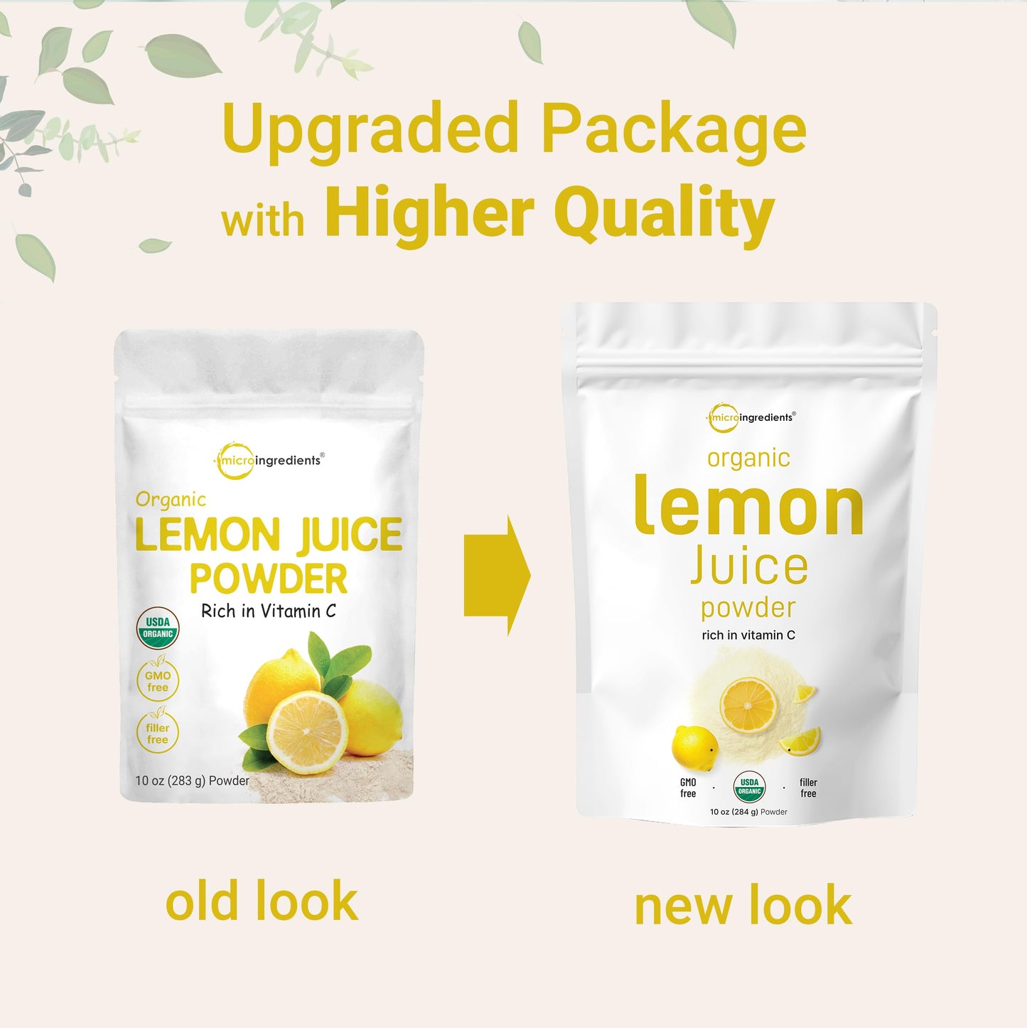 2 Pack Micro Ingredients Organic Lemon Juice Powder, 10 Ounce, Rich in Natural Vitamin C (Immune Vitamins) for Immune System, Great Flavor for Drinks, Smoothie & Beverages, Vegan