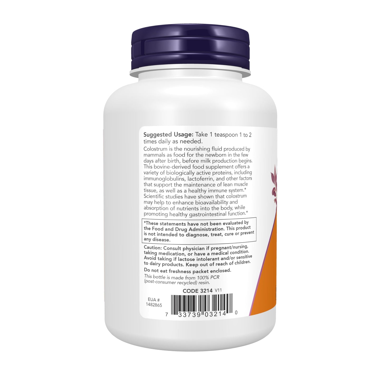 NOW Foods Supplements, Colostrum Powder, Naturally occurring Immunoglobulins and Lactoferrin, 3-Ounce