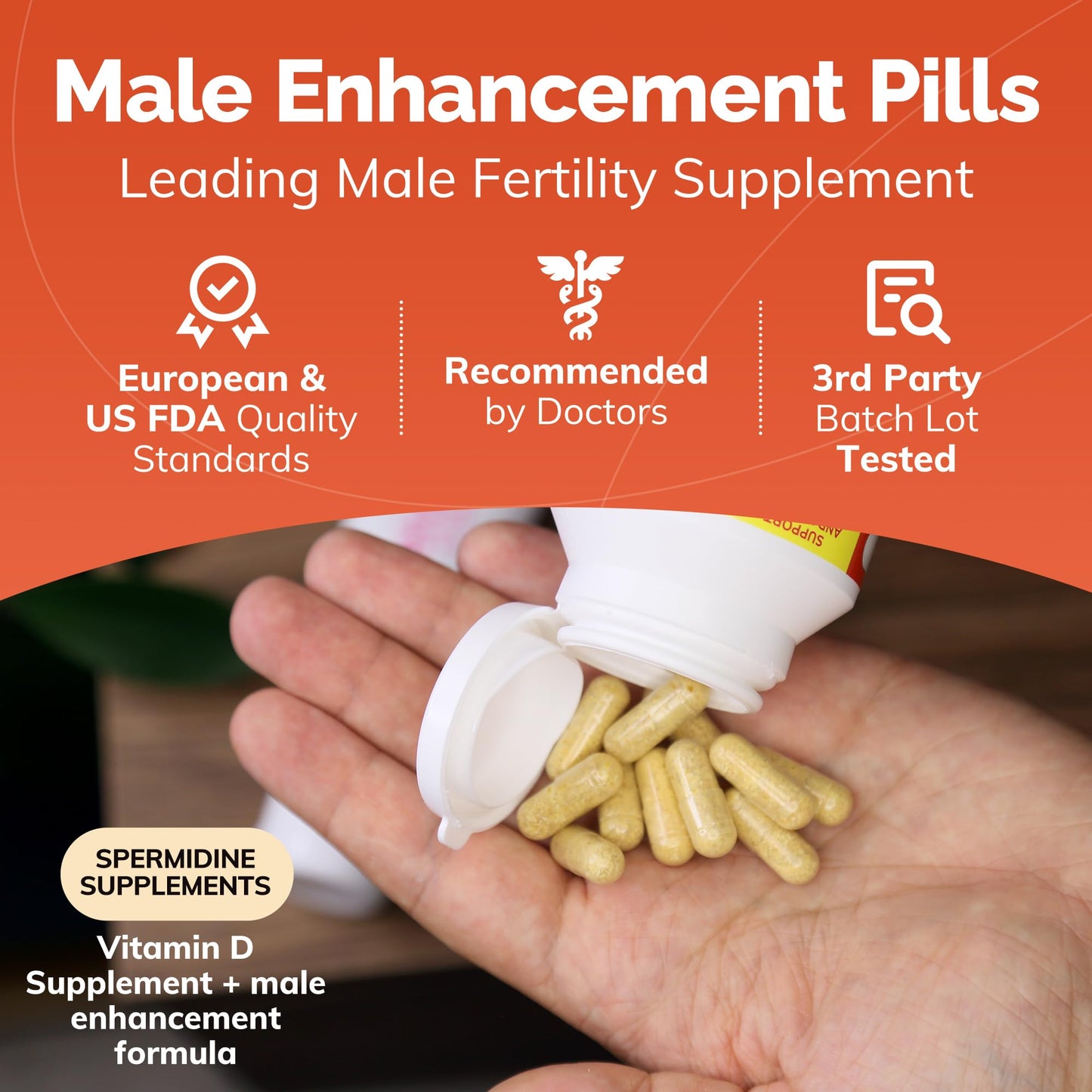 Pre-Order | Arrives in 5–10 Days – CONCEIVE PLUS Motility Support for Men - Boost Sperm Count & Volume with Vitamin D, Vitamin E, Zinc, Spermidine, Antioxidants - Sperm Motility - Multivitamin Supplement for Men, 60 Caps