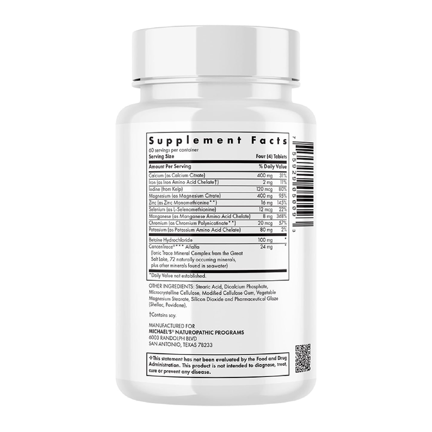 MICHAEL'S Health Naturopathic Programs Essential Minerals - 240 Vegetarian Tablets - Supports Nerve Communication & Proper Functioning of Muscles - Kosher - 60 Servings