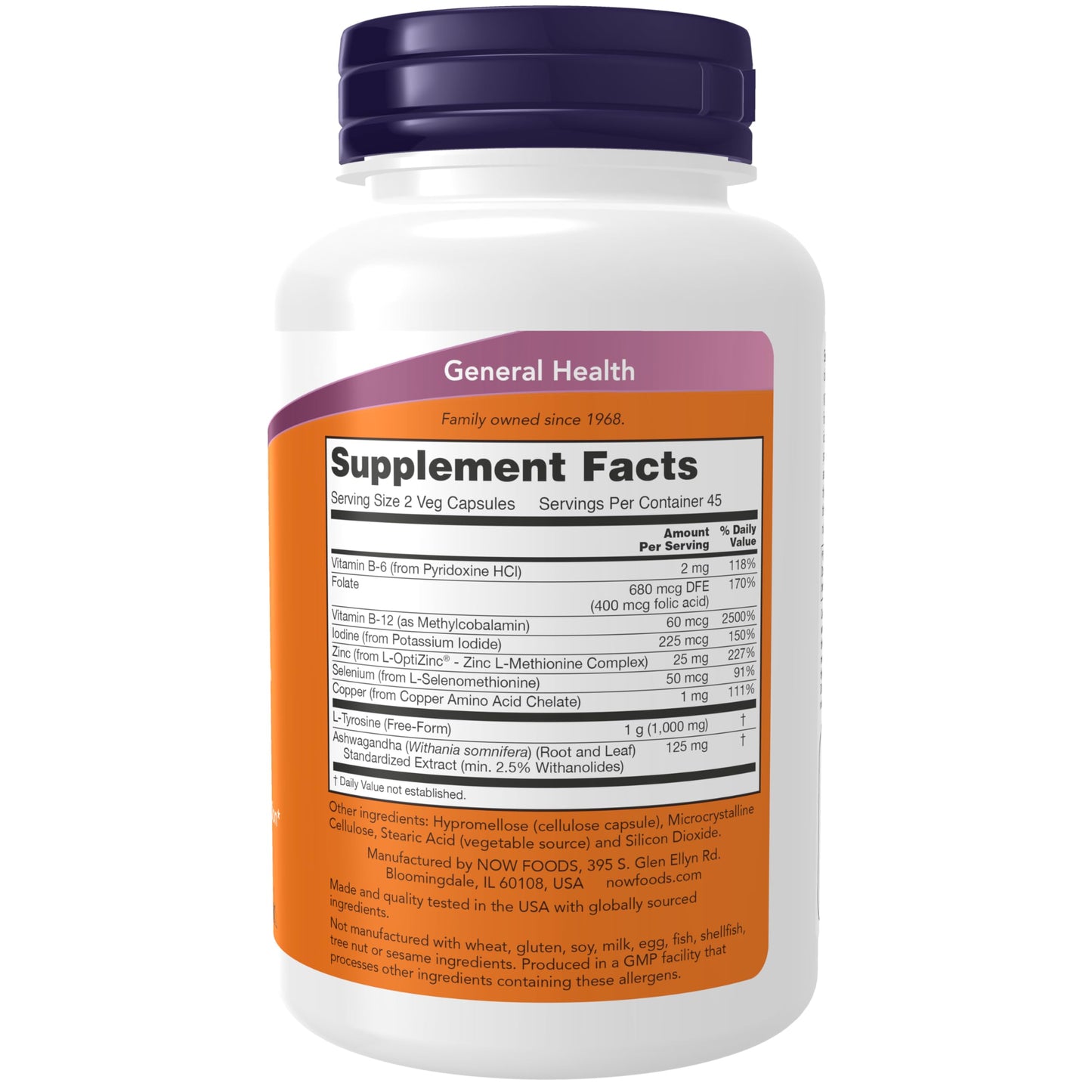 NOW Foods Supplements, Thyroid Energy™, Iodine and Tyrosine plus Selenium, Zinc and Copper, 90 Veg Capsules
