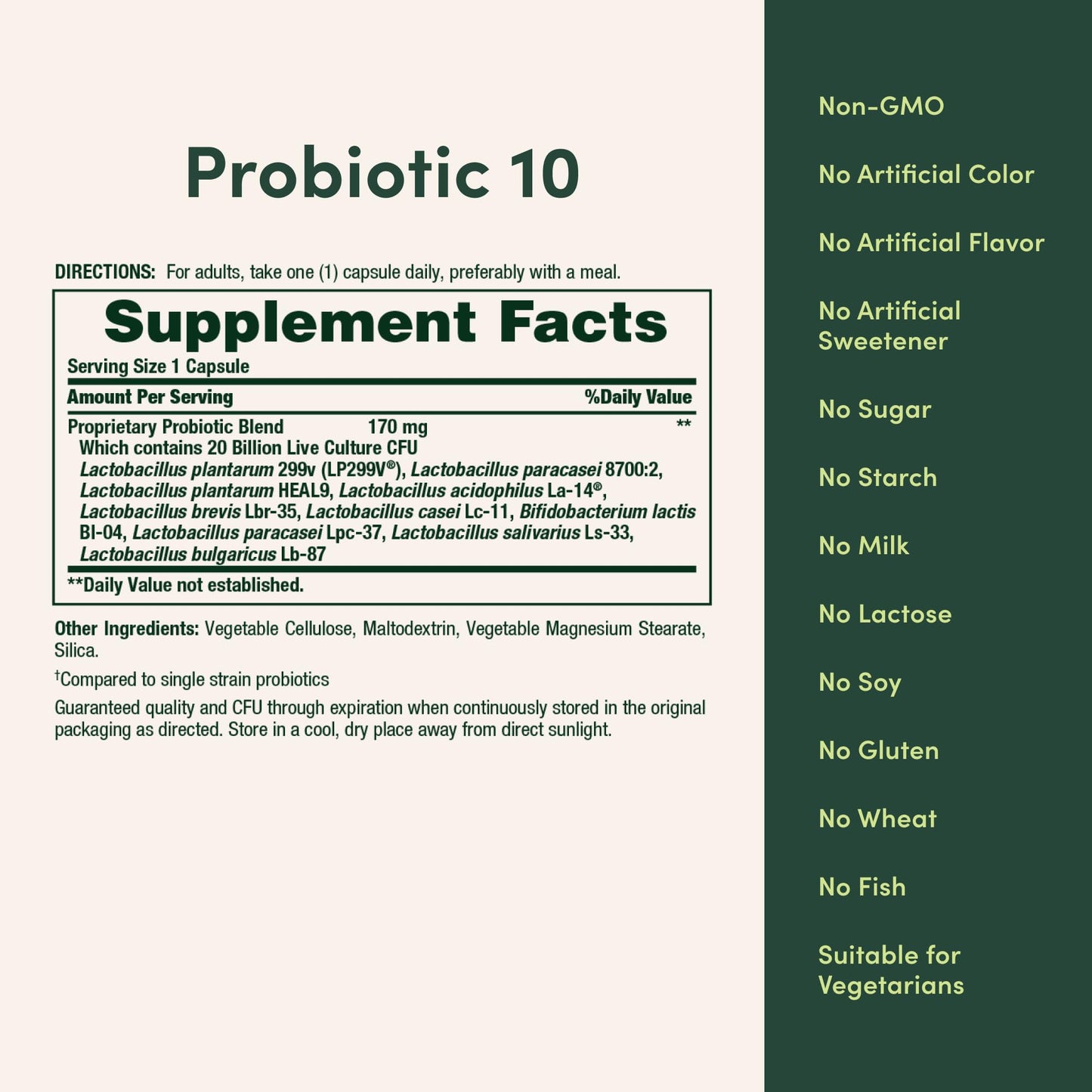 Nature's Bounty Probiotic 10, Ultra Strength Daily Probiotic Supplement, Support for Digestive, Immune and Upper Respiratory Health, 1 Pack, 30 Capsules