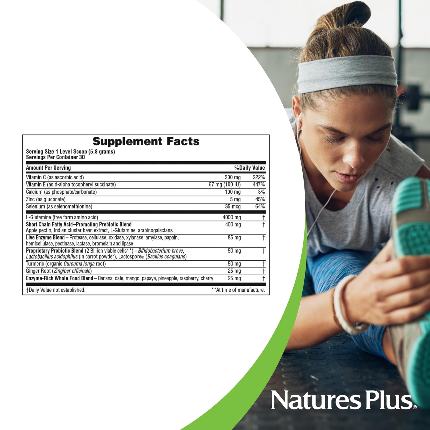 Natures Plus GI Natural Drink Powder - 6.14 Ounce, Vegetarian Powder - Dietary Supplement for Total Digestive Wellness - Probiotics, Prebiotics, Enzymes - Gluten-Free - 30 Servings