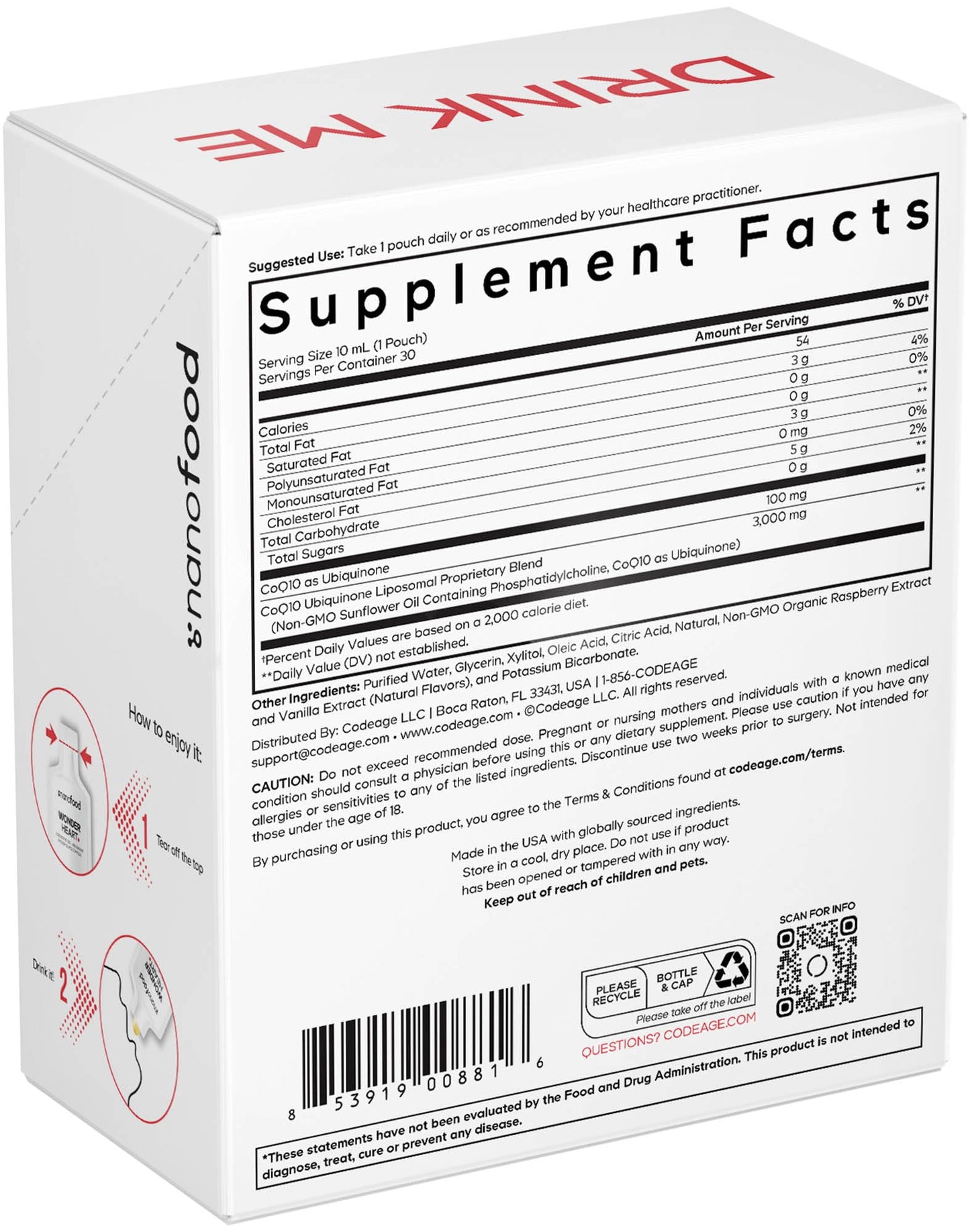 Pre-Order | Arrives in 5–10 Days – Codeage Wonder Heart Liquid CoQ10 Liposomal Ubiquinone Supplement, Coenzyme Q10 Heart Vitamins, Non-GMO Sunflower Phosphatidylcholine Vegan Blend, Raspberry Flavored Softgel, Pack of 30 Pouches