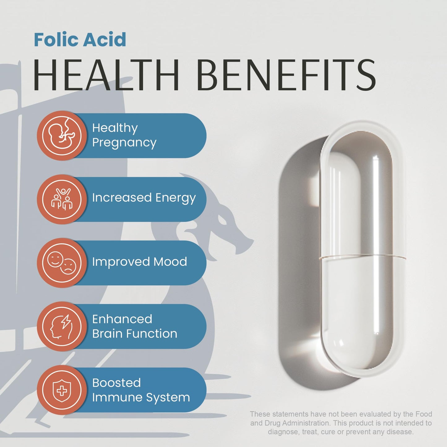 Vykee Nutrition Folic Acid Supplement – High-Potency Vitamin B9 1,870mg DFE Folate, 1,100mg Folic Acid | Vegan, Non-GMO | Supports Cellular Health, Energy Production & Prenatal Wellness | 120 Capsules