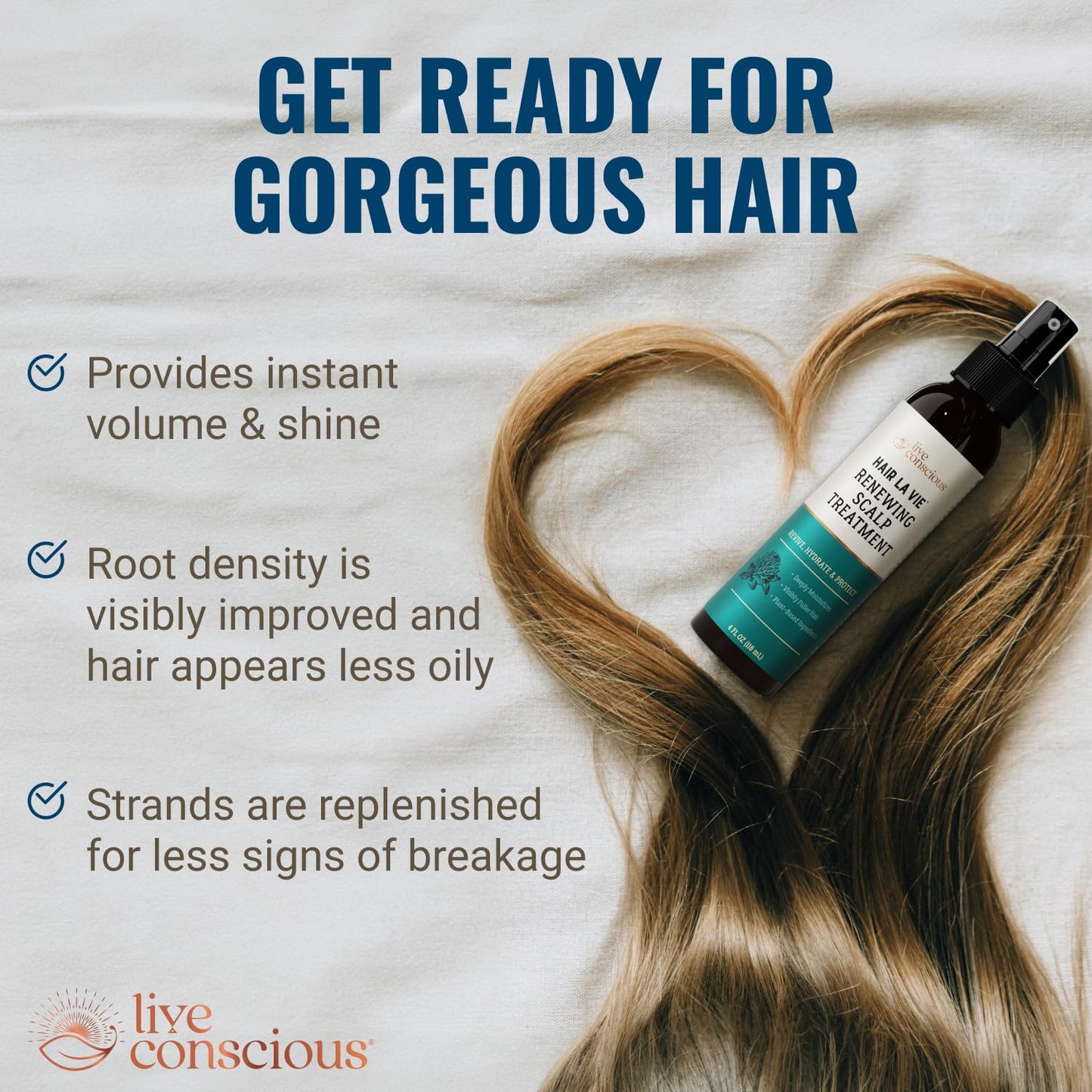 Live Conscious by Hair La Vie Renewing Scalp Treatment - Hair Thickening Spray & Scalp Treatment - Add Volume to Hair and Soothe Scalp for Hair Growth, 4 fl oz.