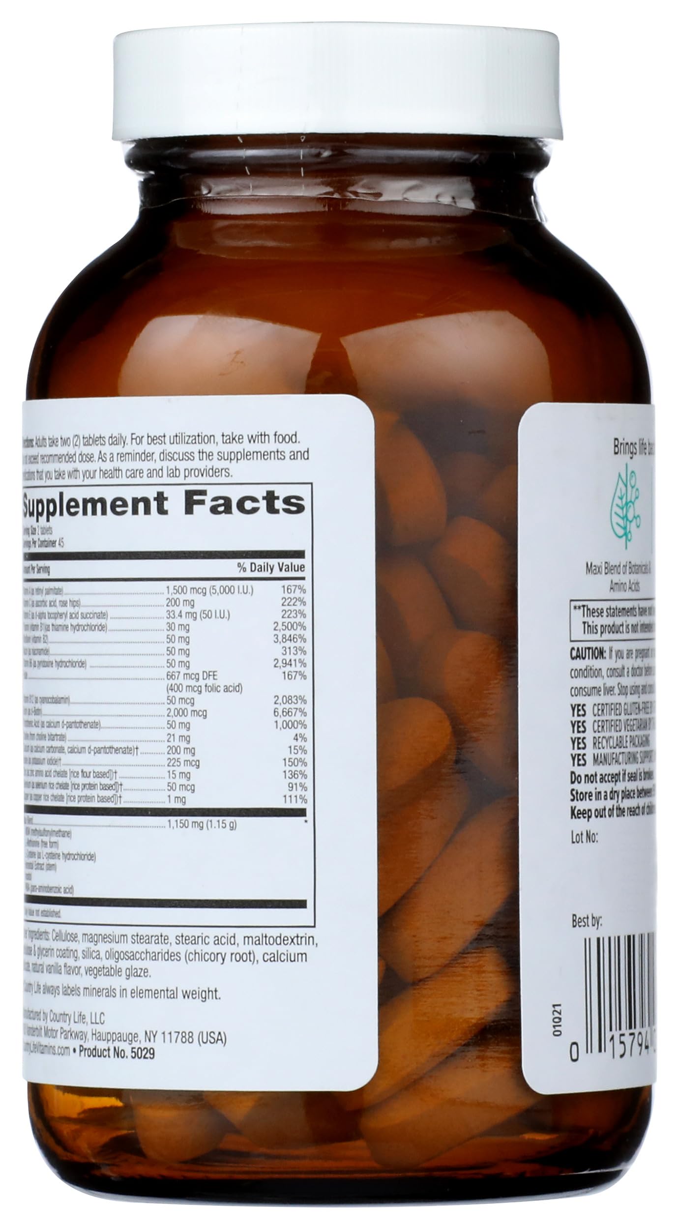 Pre-Order | Arrives in 5–10 Days – Country Life Maxi-Hair Supplement - 2000mcg Biotin & Vitamins for Hair, Skin & Nails - Certified Gluten-Free & Vegetarian - Supports Hair Growth, 90 Tablets