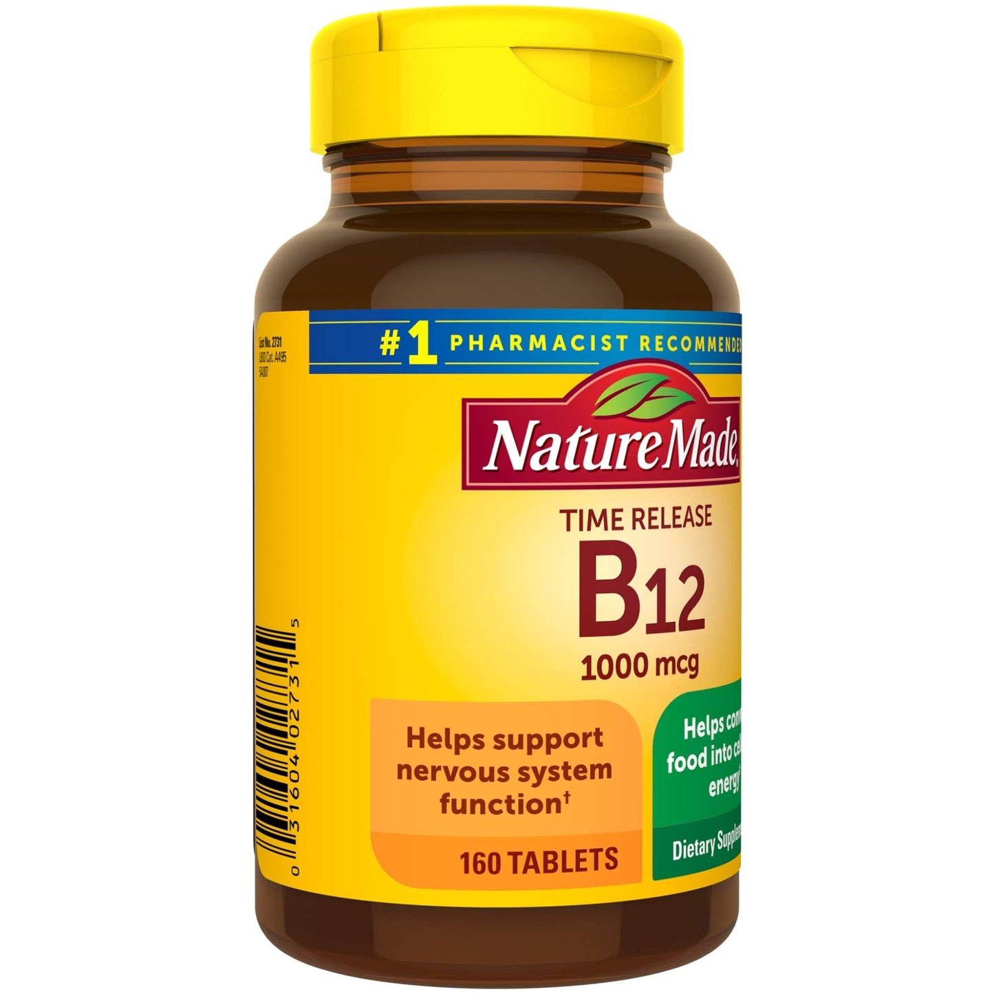 Nature Made Vitamin B12 1000 mcg, Energy Supplement For Cellular Energy Support, 160 Time Release Tablets, 160 Day Supply (Pack of 2)
