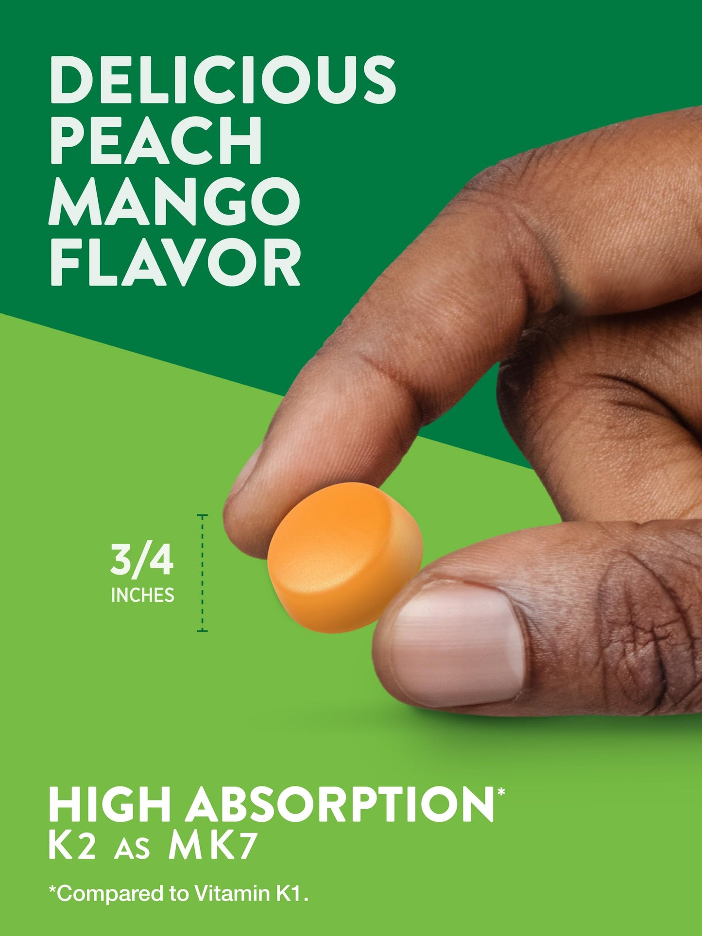 Nature's Truth Vitamin D3 + K2 Gummies | 50 Count | Peach Mango Flavor | Vegetarian, Non-GMO & Gluten Free Supplement
