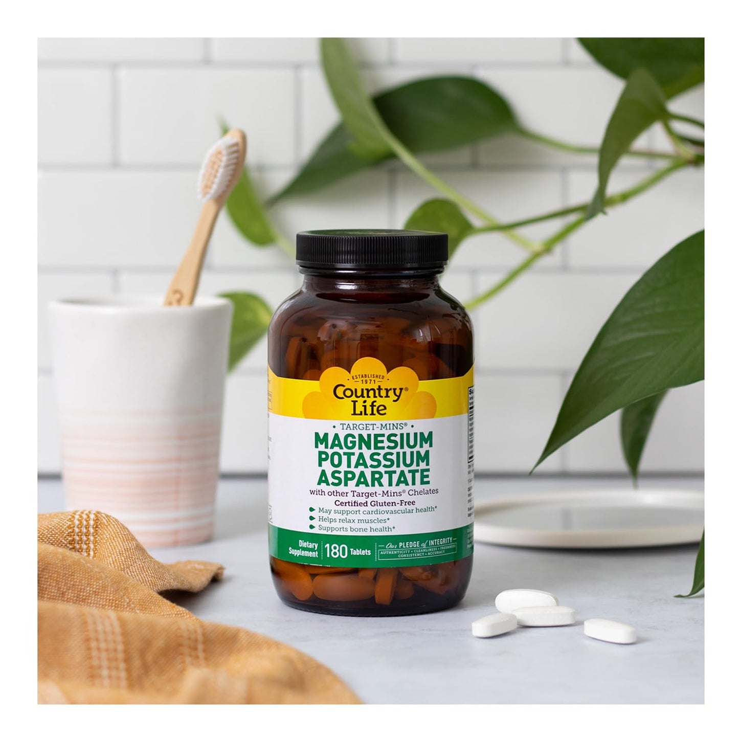 Pre-Order | Arrives in 5–10 Days – Country Life Magnesium and Potassium Supplement for Heart Health, Cardiovascular Support, Immune System and Bone Health, Gluten-Free