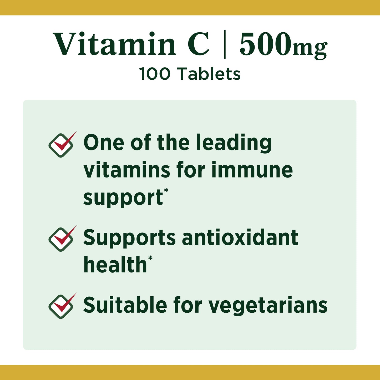 Nature's Bounty Vitamin C, Vitamin Supplement, Supports Immune Health, 500mg, 100 Tablets (Pack of 2)