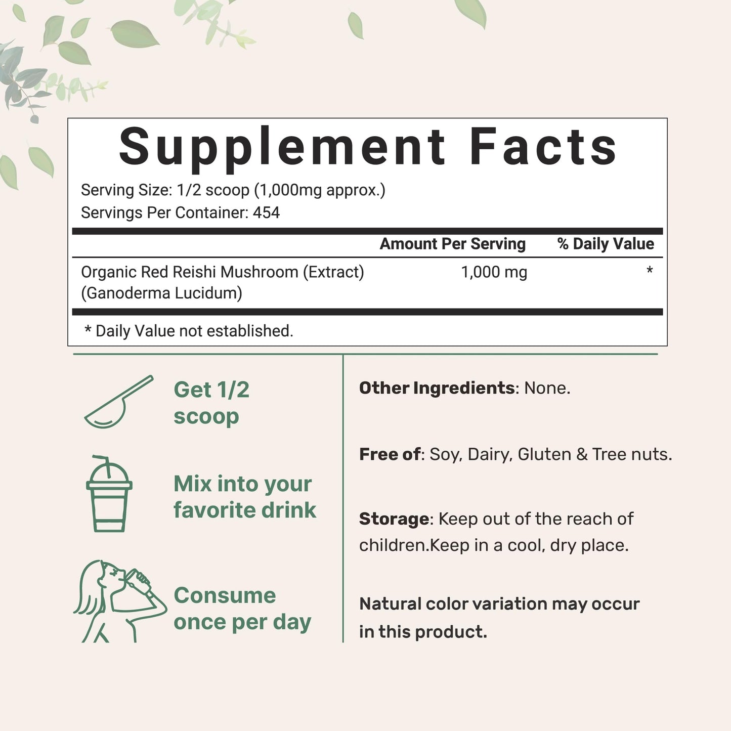 Micro Ingredients Organic Reishi Mushroom Powder, 16oz | 100:1 Extract, Red Reishi Mushrooms Supplement | Great for Mushroom Coffee or Tea | Non-GMO