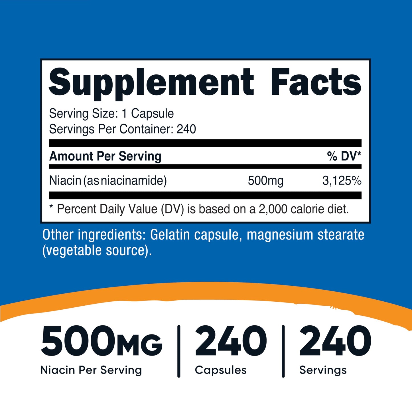 Nutricost Niacinamide (Vitamin B3) 500mg, 240 Capsules - Non-GMO, Gluten Free, Flush Free Vitamin B3