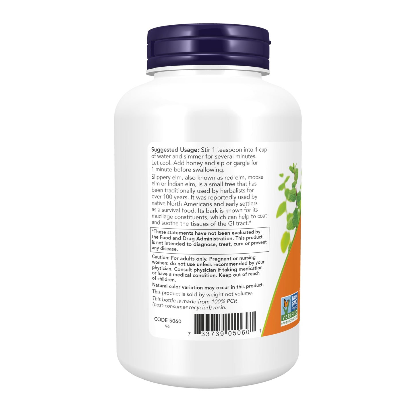 NOW Foods Supplements, Slippery Elm Powder (Ulmus rubra), Non-GMO Project Verified, Herbal Supplement, 4-Ounce