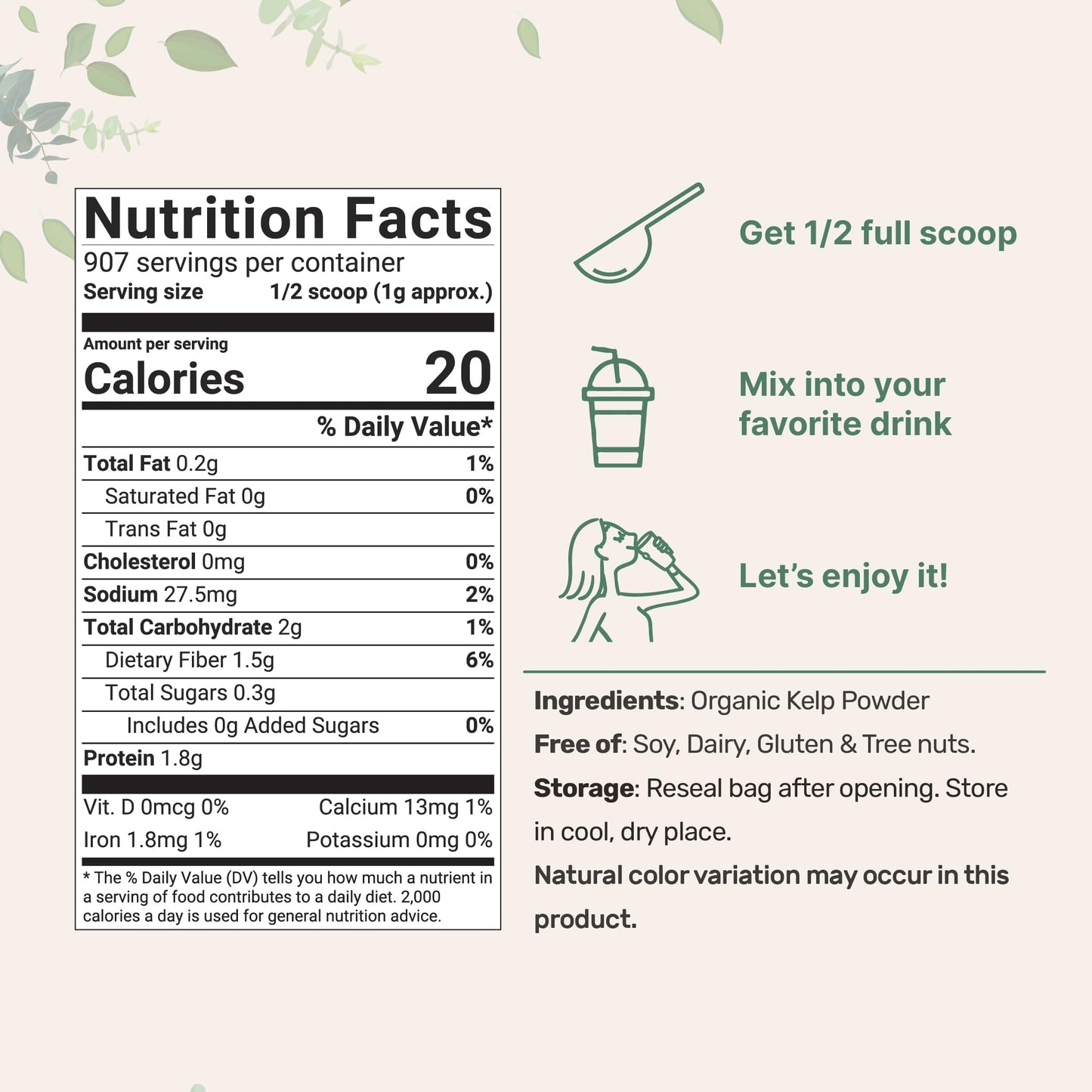 Pre-Order | Arrives in 5–10 Days – Organic Kelp Powder, 2lbs | Sustainably US Grown, Raw Ascophyllum Nodosum Source | Rich in Iodine for Thyroid Support, Body Scrubs, & Skin Care | Sea Vegetable | Non-GMO, Vegan
