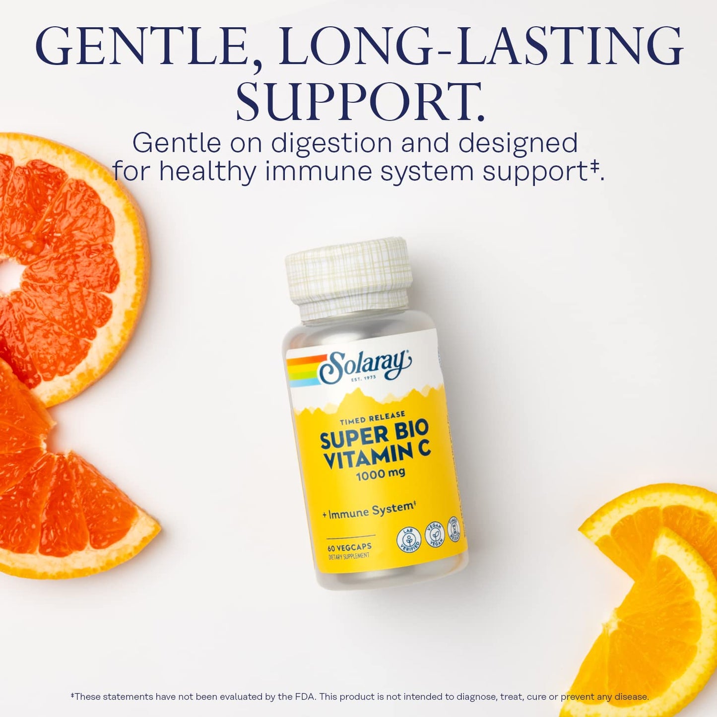Pre-Order | Arrives in 5–10 Days – SOLARAY Super Bio Buffered Vitamin C 1000mg, Two-Stage, Timed Release Vitamin C with Bioflavonoids, Immune Support Supplement - High Absorption, Vegan, 60 Day Guarantee, 30 Servings, 60 VegCaps