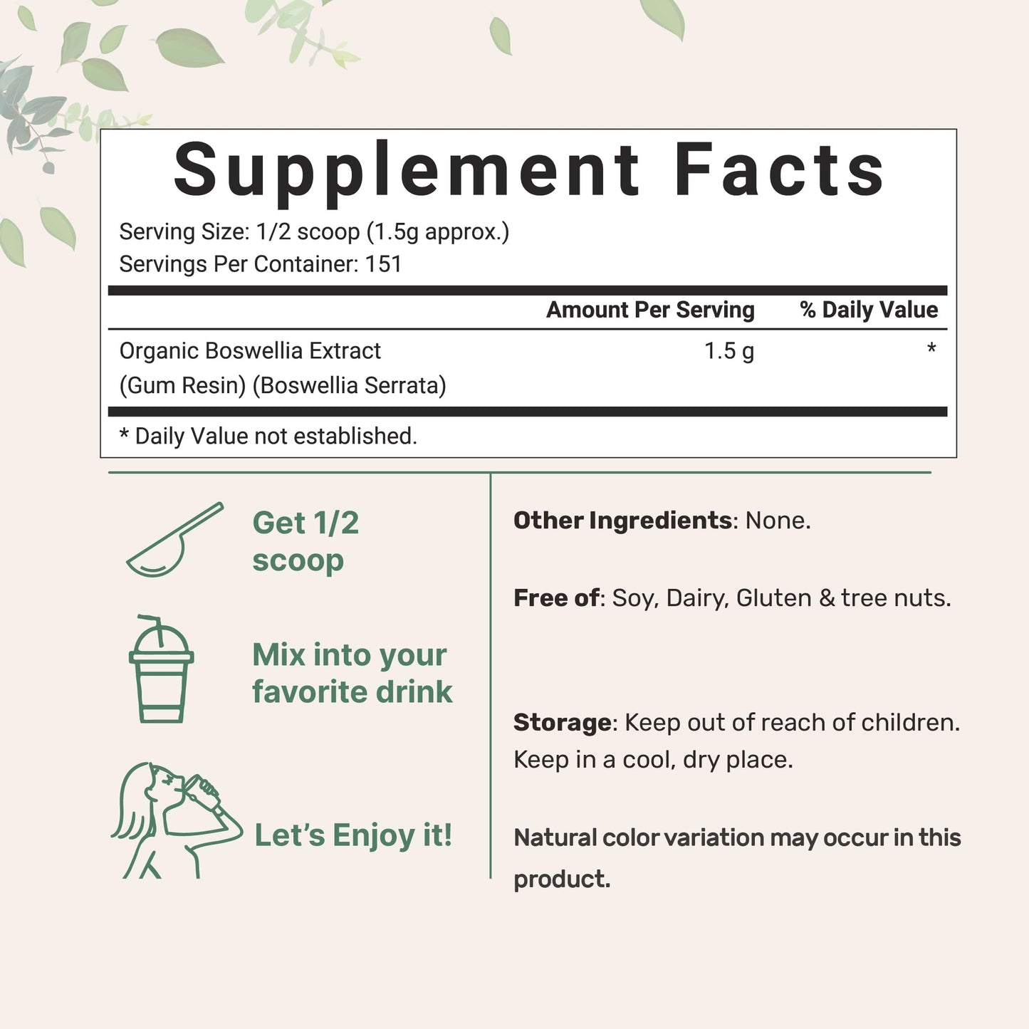 Micro Ingredients Organic Boswellia Serrata Extract Powder, 8 Ounce, Pure Boswellia Supplement with 65% Boswellic Acid, Supports Joints, Knees and Bones Health, Non-GMO, Pet Friendly, India Origin
