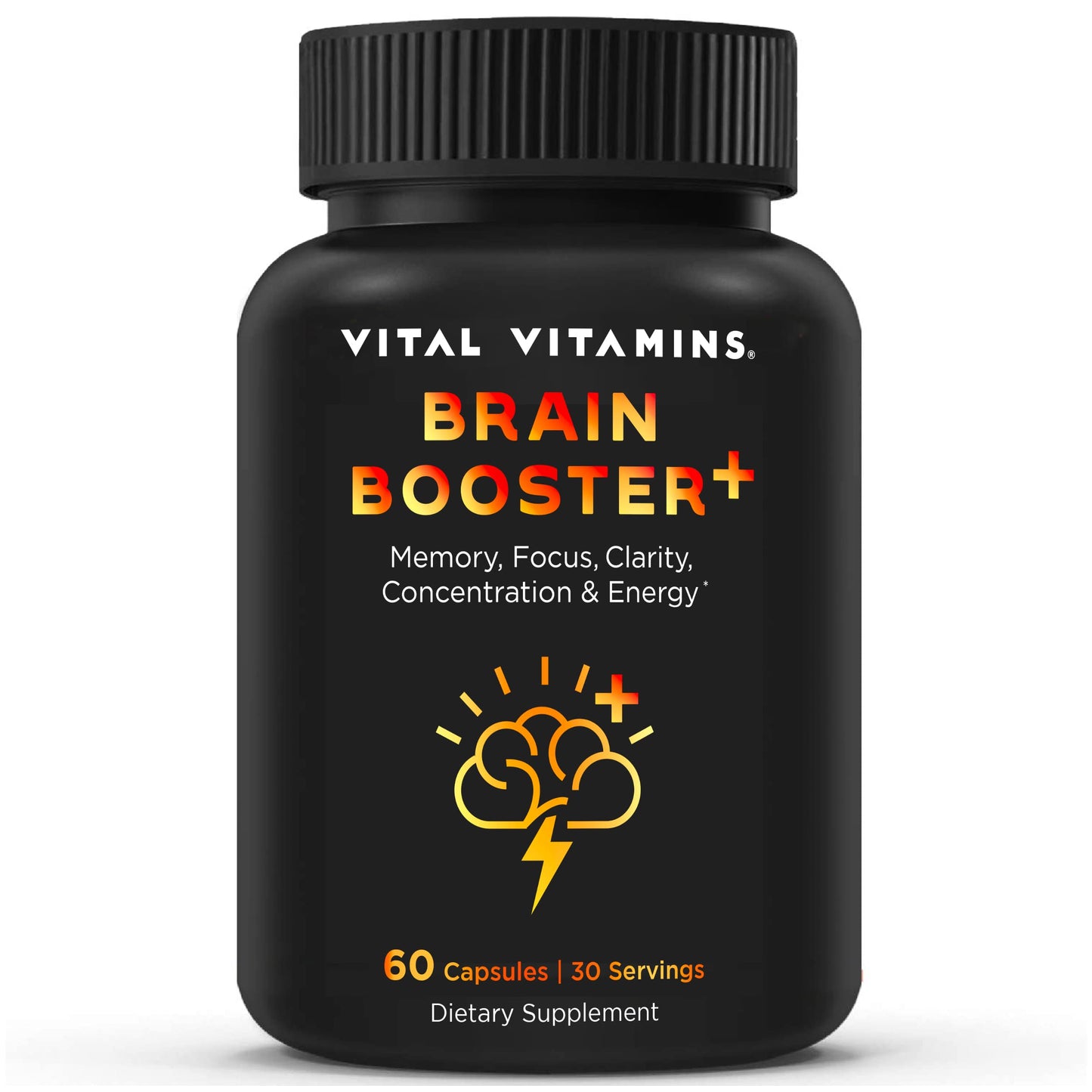 Vital Vitamins Nootropic Brain Supplement Plus - for Memory, Focus, Concentration, Neuro Energy, Clarity - with Lion's Mane Mushrooms - 60 Capsules