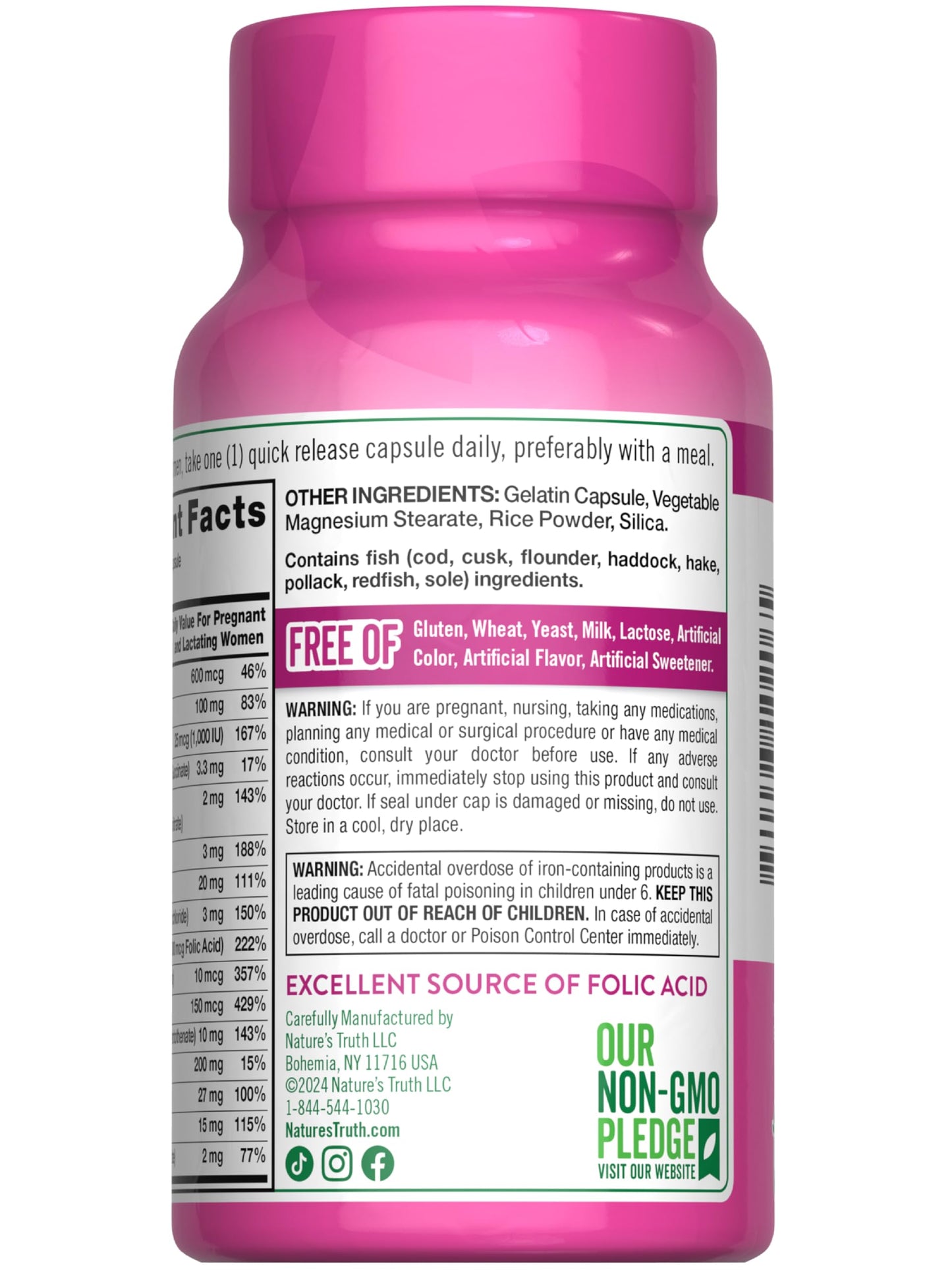 Nature's Truth Prenatal Vitamins With Folic Acid | 60 Capsules | Non-GMO & Gluten Free Supplement