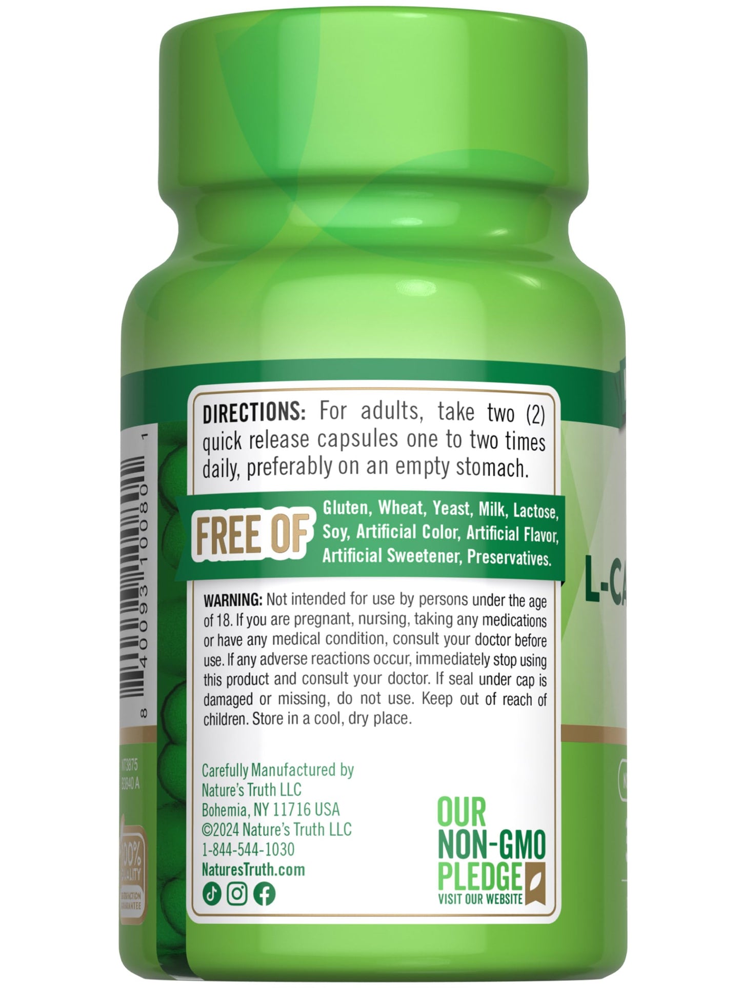 Nature's Truth Acetyl L-Carnitine 1000mg | 30 Capsules | Super Strength | Non-GMO & Gluten Free ALCAR Supplement