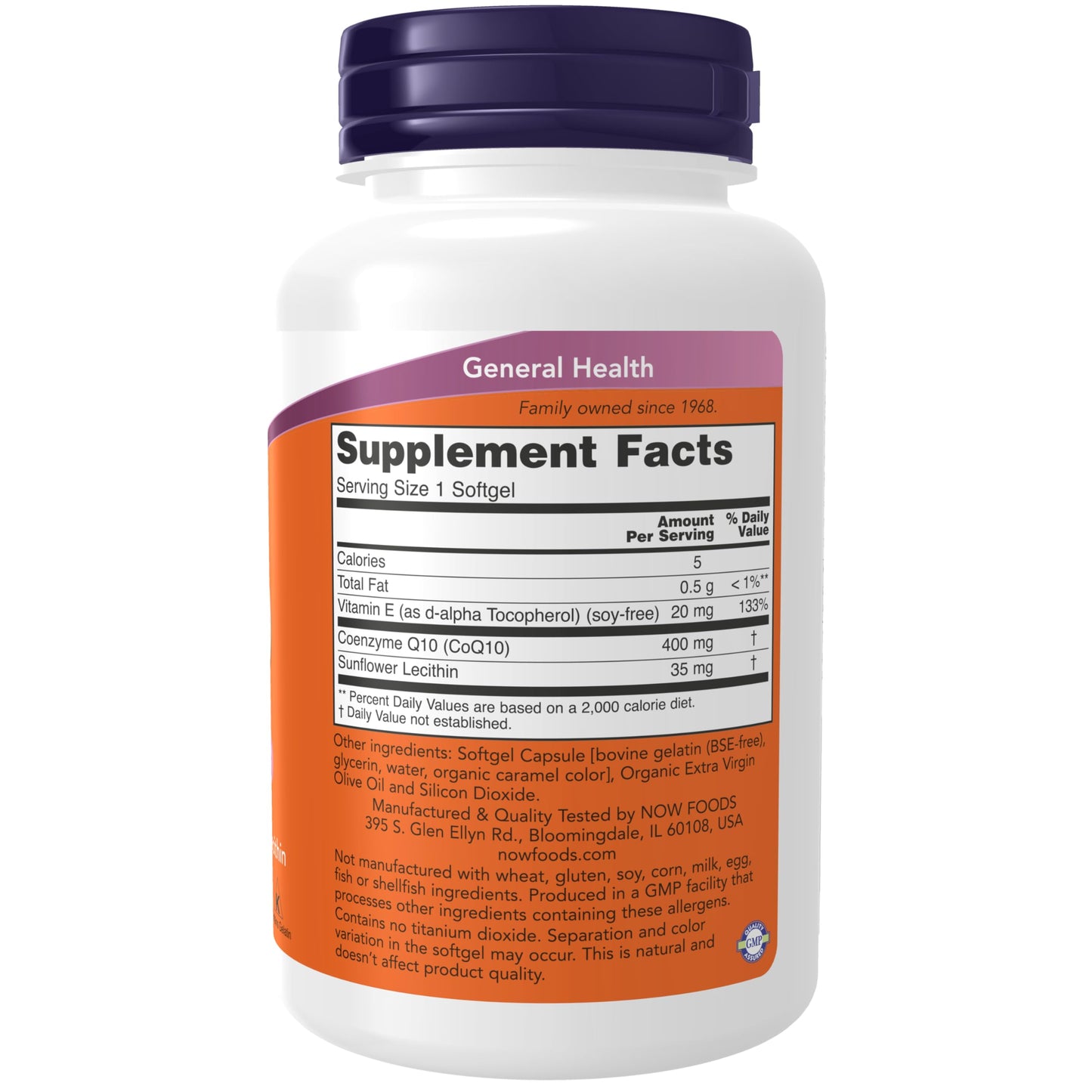 Pre-Order | Arrives in 5–10 Days – NOW Foods Supplements, CoQ10 400 mg, Pharmaceutical Grade, All-Trans Form produced by Fermentation, 60 Softgels