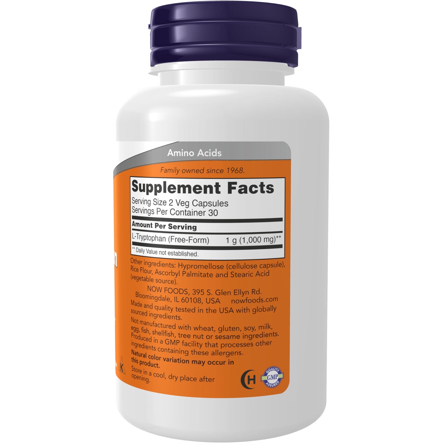 Pre-Order | Arrives in 5–10 Days – NOW Foods Supplements, L-Tryptophan 500 mg, Encourages Positive Mood*, Supports Relaxation*, 60 Veg Capsules