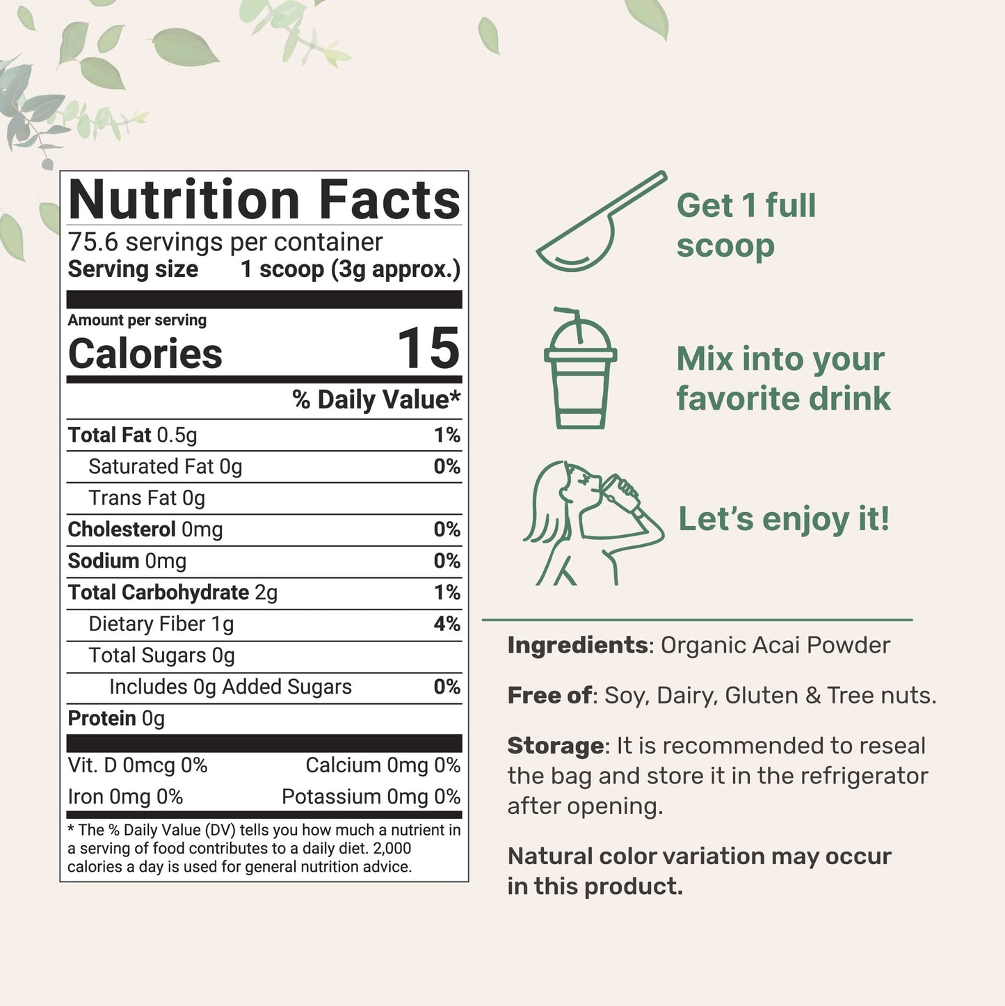 Pre-Order | Arrives in 5–10 Days – Organic Acai Powder, 8oz | 100% Natural Fruit Powder | Freeze-Dried Brazilian Wildberry Source | No Sugar & Additives | Great Flavor for Drinks, Smoothie, & Beverages | Non-GMO & Vegan Friendly