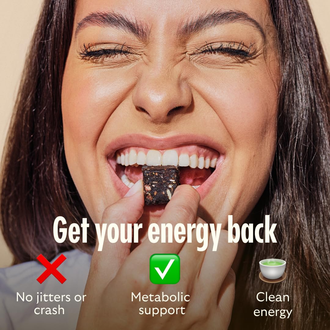 GEM Energy Aid Caffeinated Bite | Holistic Sustained Energy | Supports Metabolism & Endurance | 40mg Caffeine, Ginseng Root, L-Theanine | Chocolate Cacao Sea Salt | 7 Servings