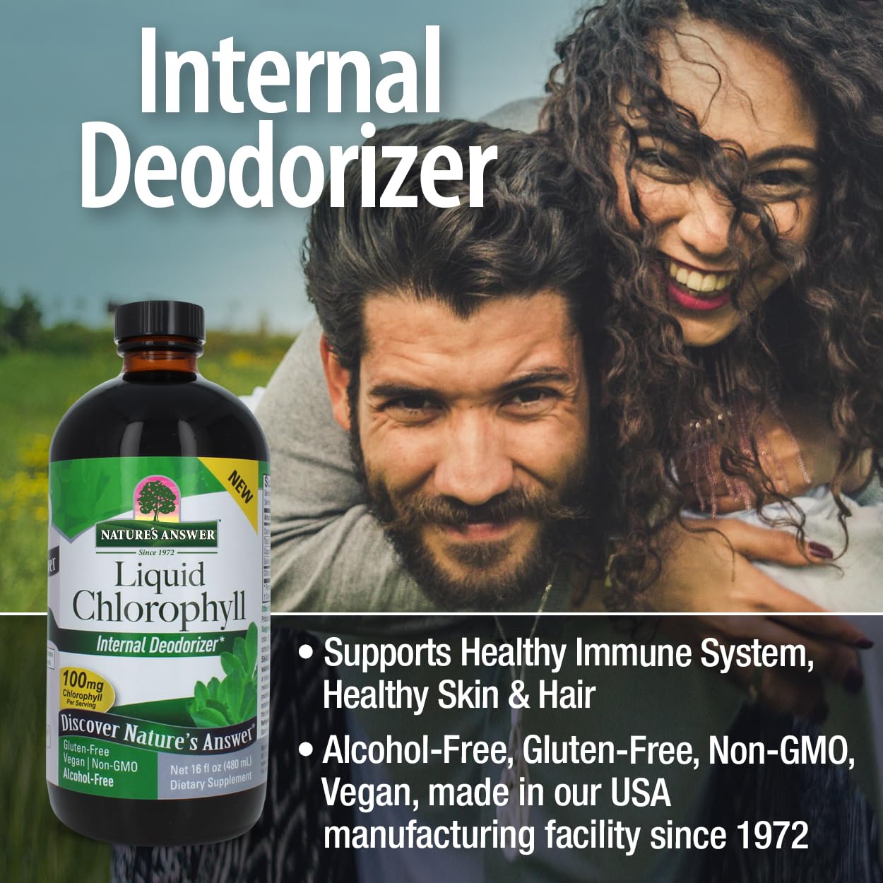 Nature's Answer – Liquid Chlorophyll Spearmint 16oz, Internal Deodorant*, Skin and Hair Support* Supports Healthy Immune Function, Detoxification 16oz, 32 Servings | Gluten Free | Non-GMO