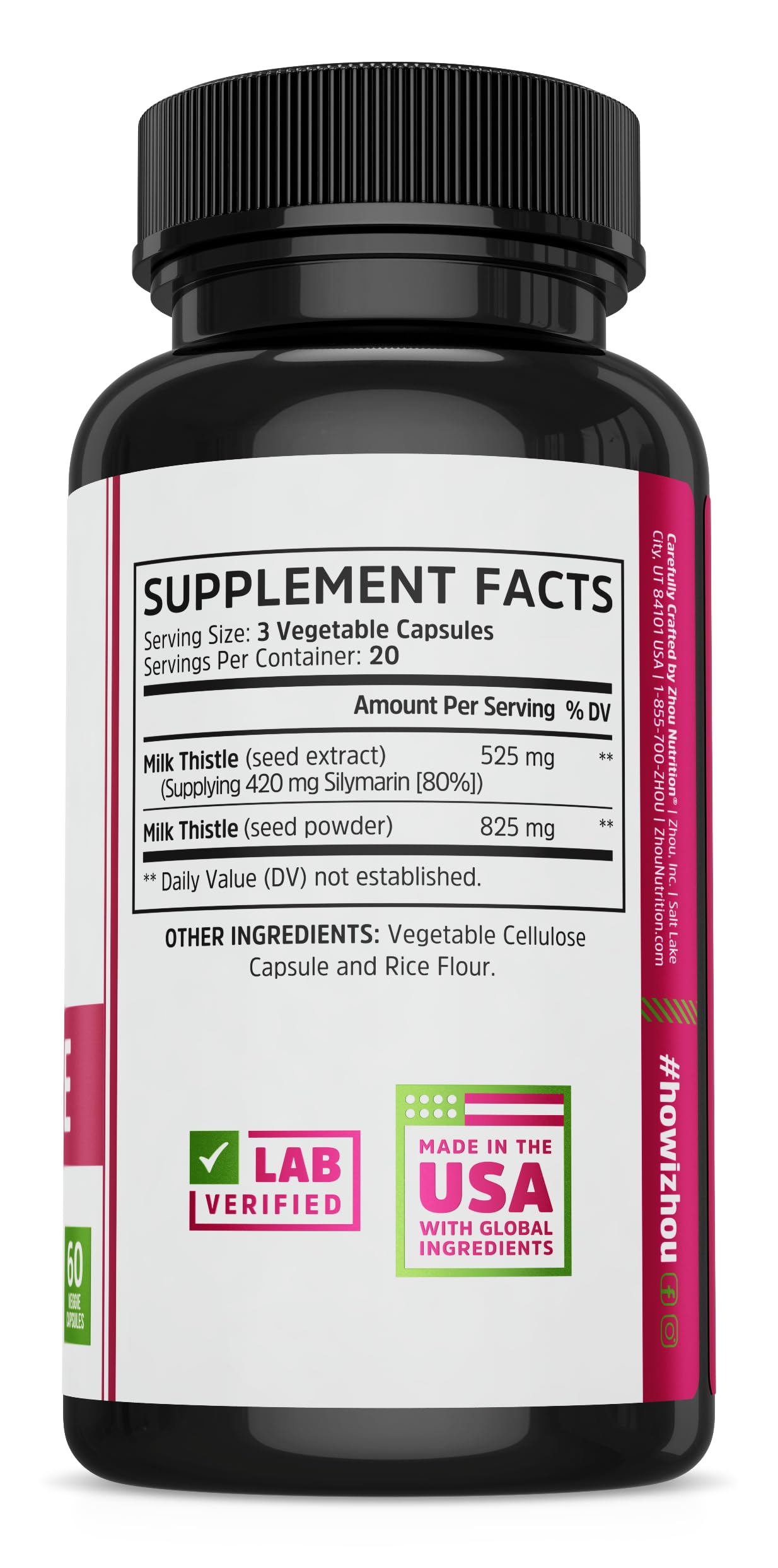 ZHOU Milk Thistle : 24: Vcp, (Btl-Plastic) 450mg 60ct