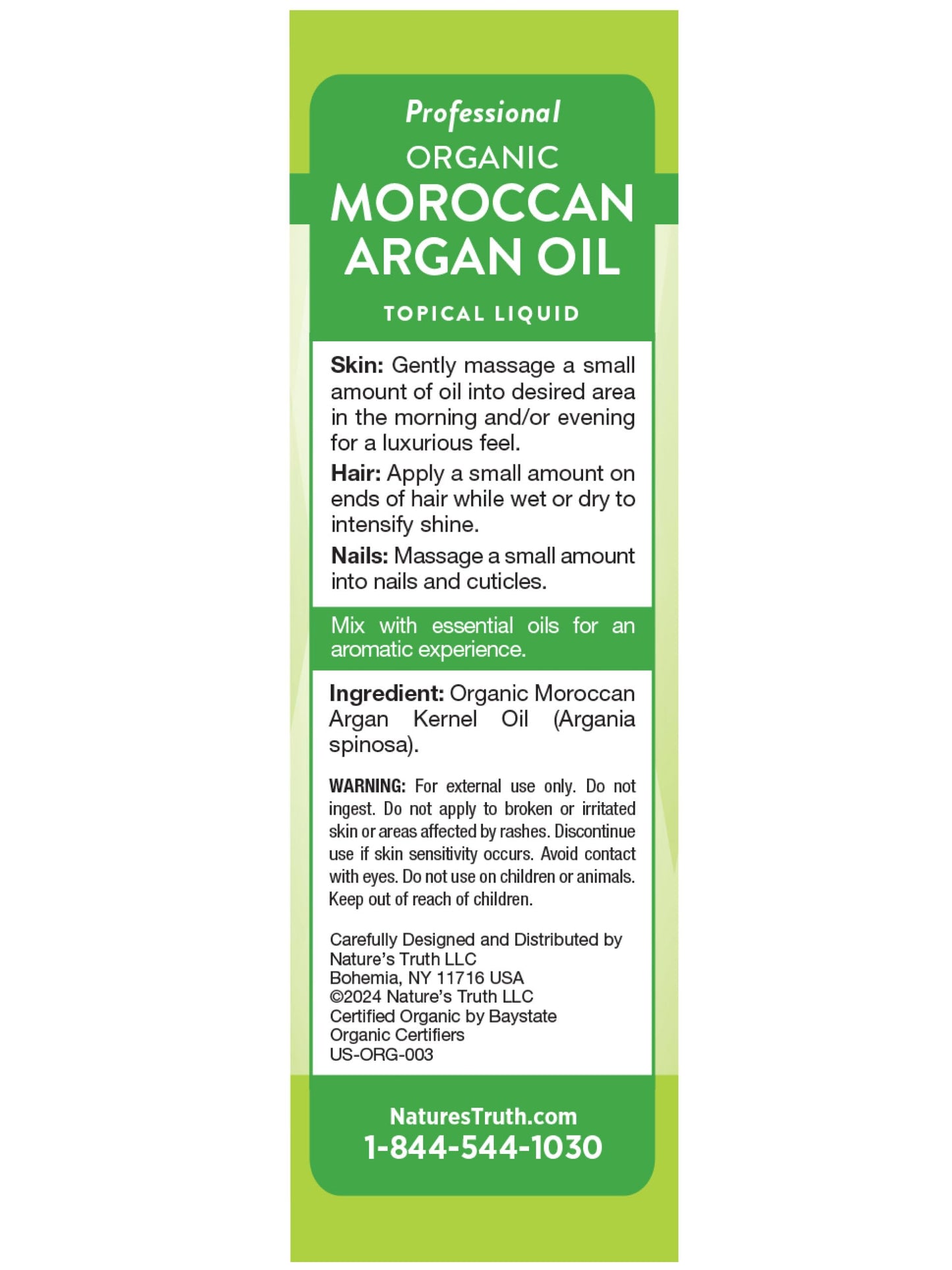 Nature's Truth Moroccan Argan Oil | 2 fl oz | USDA Organic | for Hair, Skin, and Nails | Paraben & Gluten Free