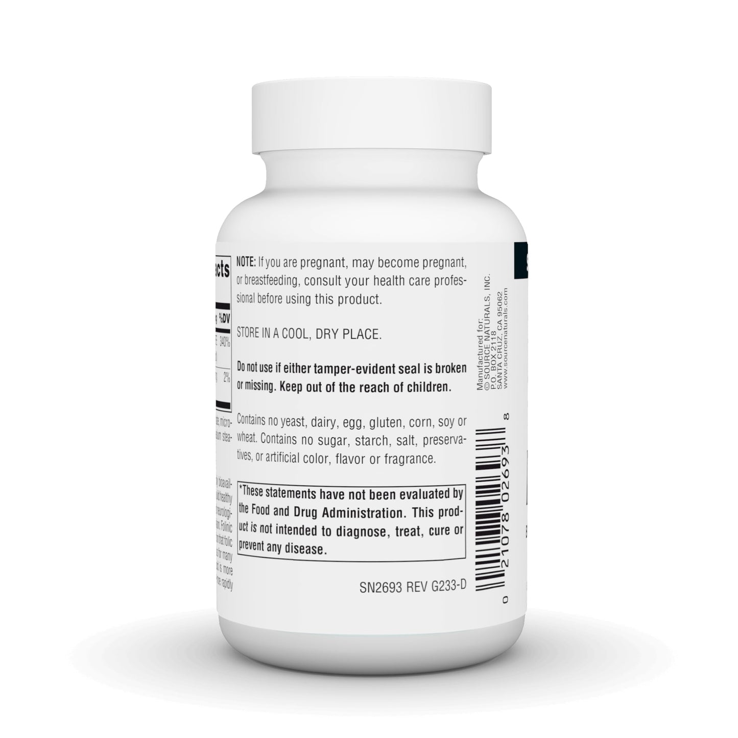 Pre-Order | Arrives in 5–10 Days – Source Naturals MegaFolinic, Bioactive Form of Folic Acid*, 800 mcg - 240 Tablets