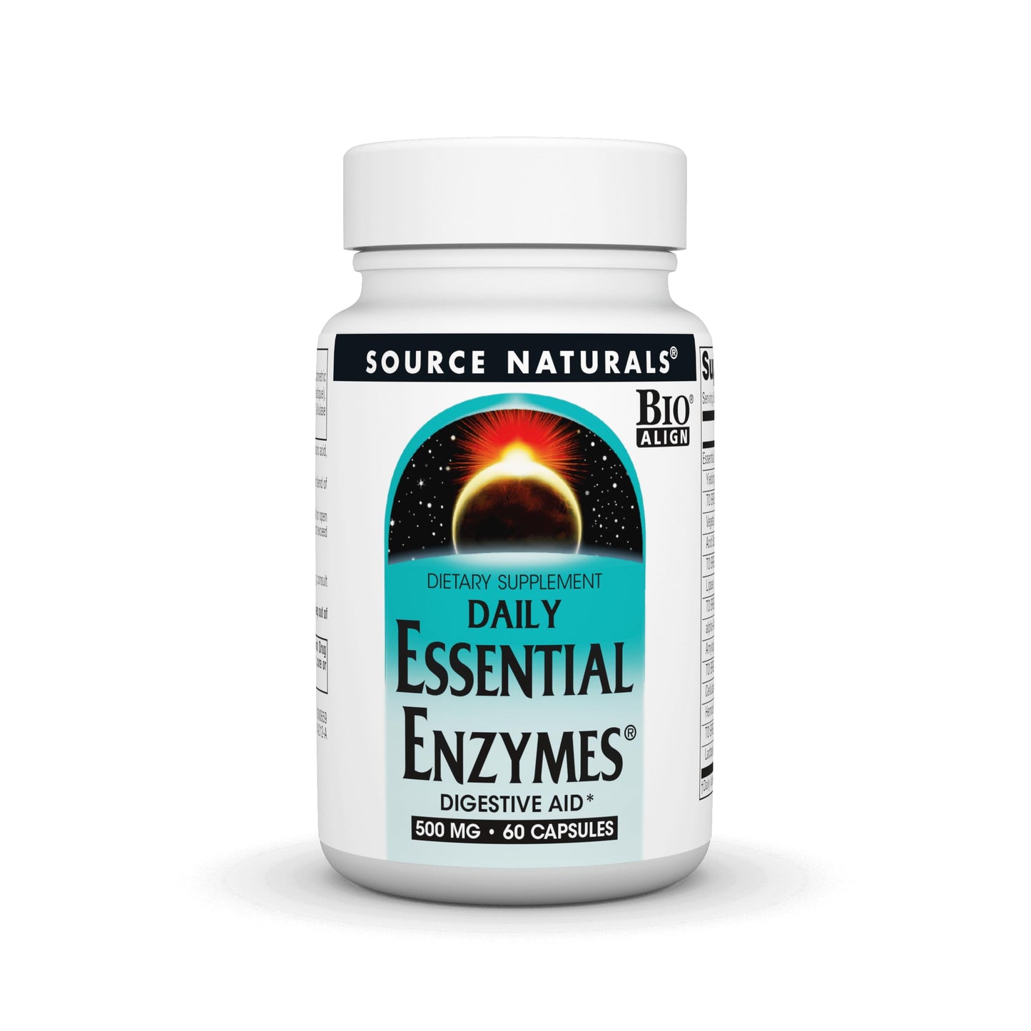 Pre-Order | Arrives in 5–10 Days – Source Naturals Essential Enzymes 500mg Bio-Aligned Multiple Enzyme Supplement Herbal Defense for Digestion, Gas, Constipation & Bloating Relief - Supports A Strong Immune System - 60 Capsules