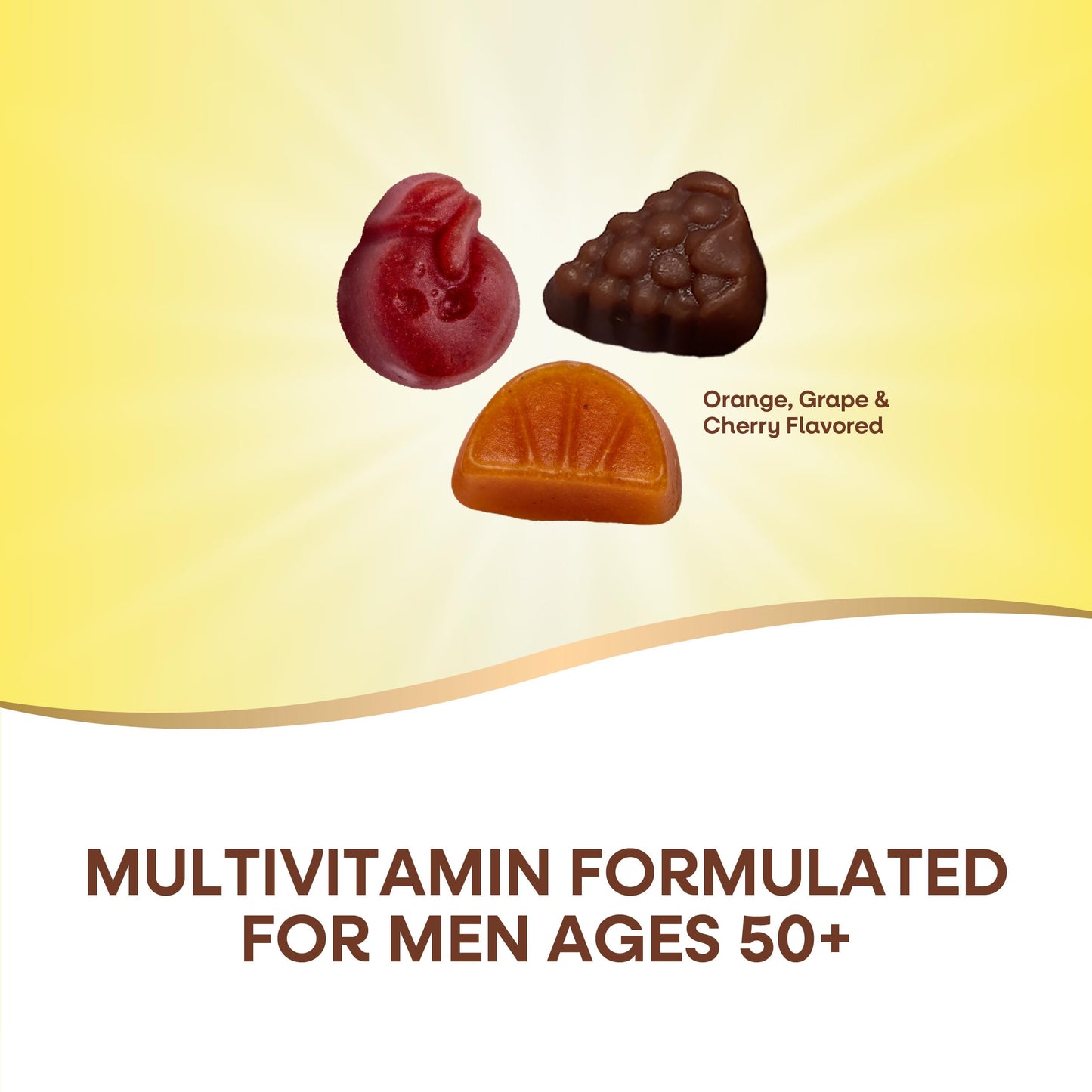 Nature’s Way Alive! Men’s 50+ Premium Gummy Multivitamin, Supports Healthy Heart, Brain & Muscle Function*, B-Vitamins, Vegetarian, Grape, Orange and Cherry Flavored, 75 Gummies