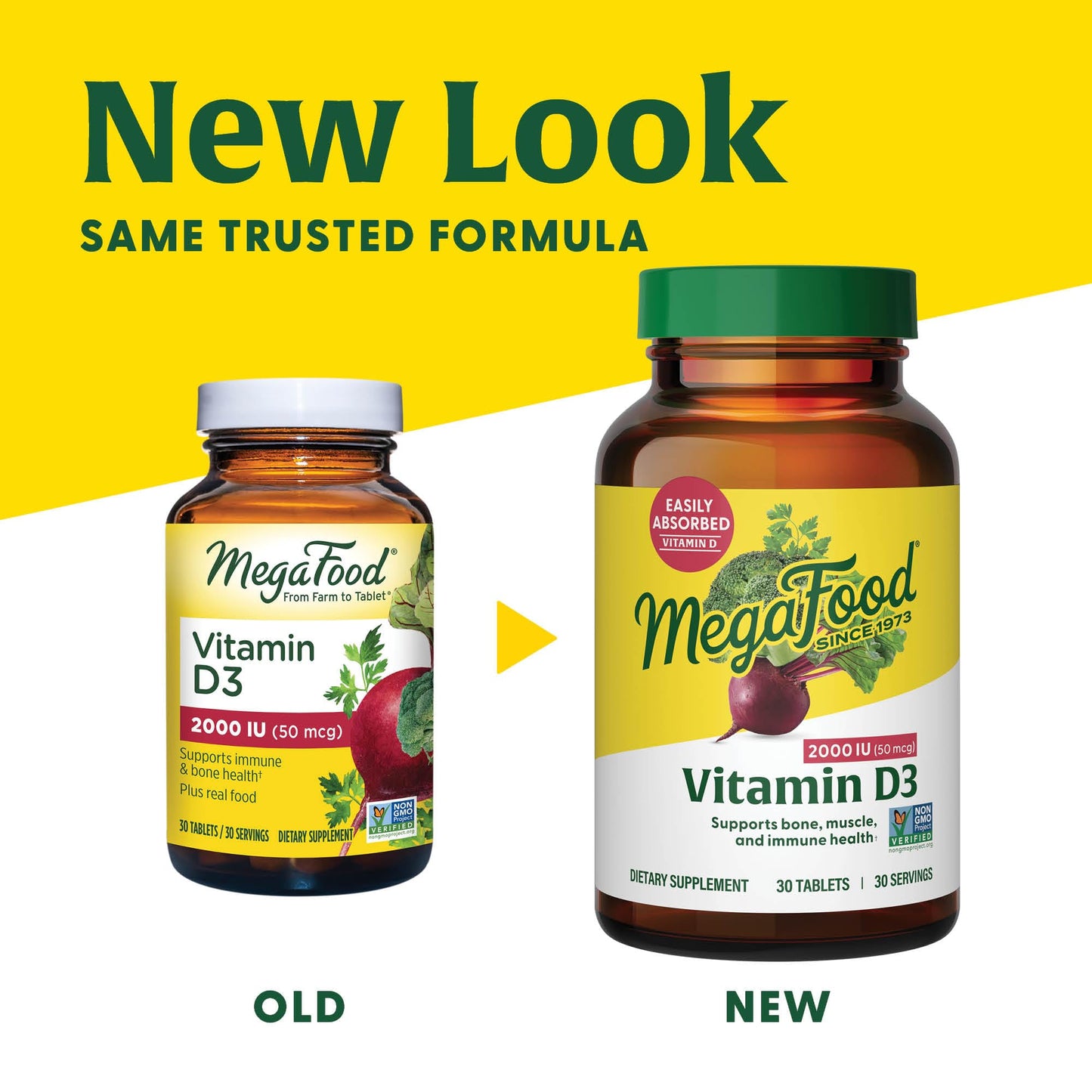 Pre-Order | Arrives in 5–10 Days – MegaFood Vitamin D3 2000 IU (50 mcg) - Vitamin D Supplements With Real Food, Immune Support, Supports Bones, Teeth & Muscles, Vegetarian, Certified Non-GMO, Kosher – 90 Tablets, 90 Servings