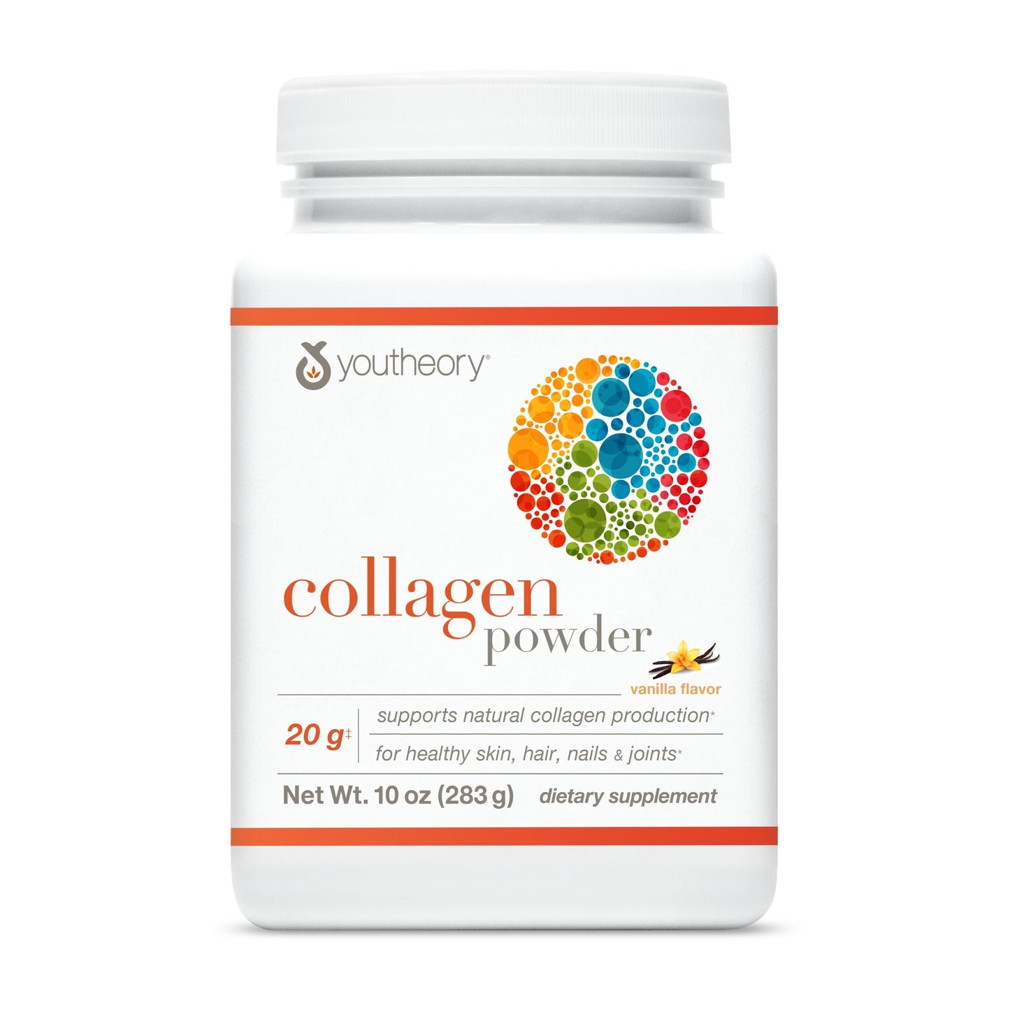 Youtheory Collagen Powder - Premium Collagen Supplement with Vitamin C & Biotin - for Healthy Hair, Nails, Skin & Joints* - Hydrolyzed & Highly Absorbable - Dairy, Soy & Gluten Free - Vanilla - 10 oz