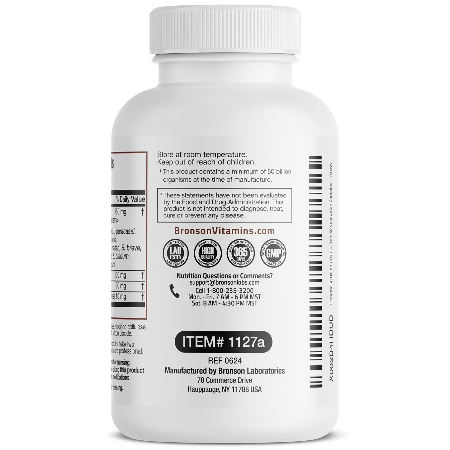 Bronson Probiotic 50 Billion CFU + Prebiotic with Apple Polyphenols & Pineapple Fruit Extract for Women & Men Non-GMO, 60 Vegetarian Capsules