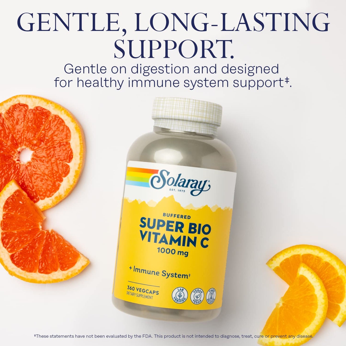 Pre-Order | Arrives in 5–10 Days – SOLARAY Super Bio Buffered Vitamin C 1000mg, Two-Stage, Timed Release Vitamin C with Bioflavonoids, Immune Support Supplement - High Absorption, Vegan, 60 Day Guarantee, 180 Servings, 360 VegCaps 180