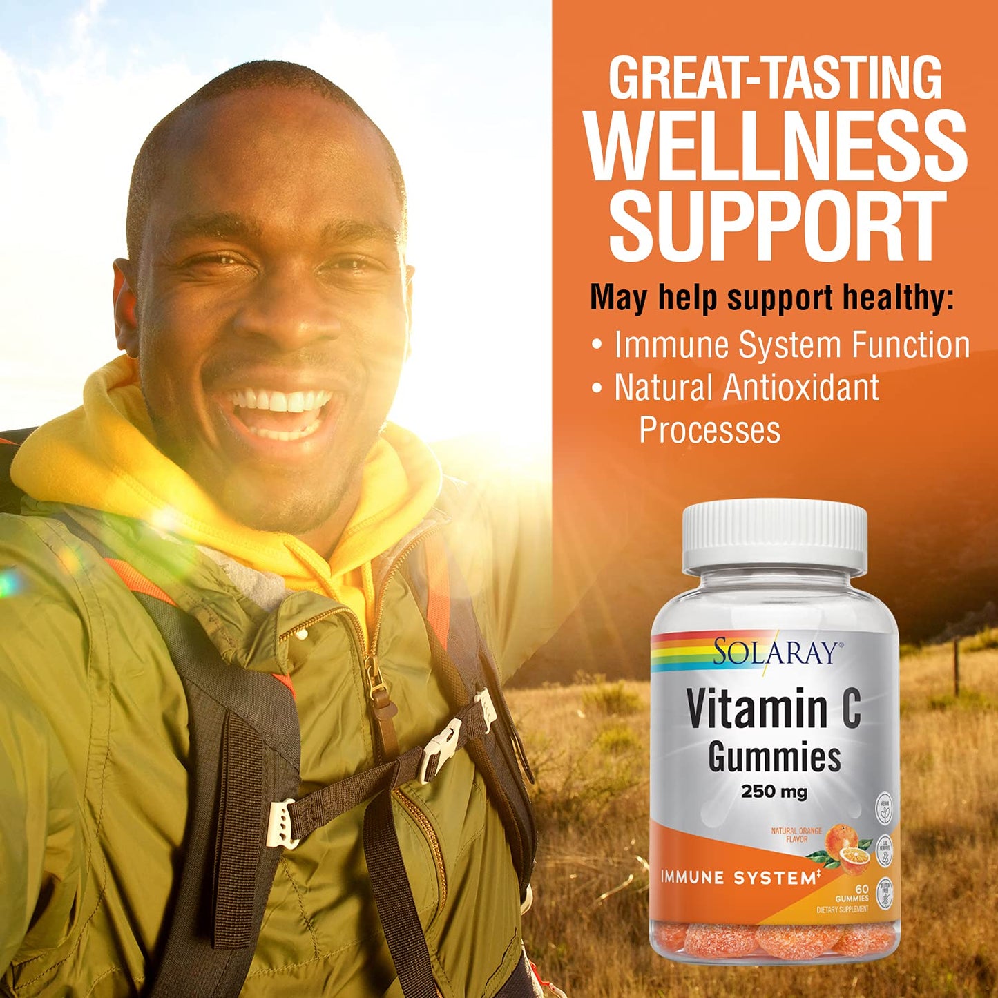 Pre-Order | Arrives in 5–10 Days – Solaray Vitamin C Gummies 250 mg | Healthy Immune System Function Support | Vegan & Gluten Free | 30 Servings, 60 Ct