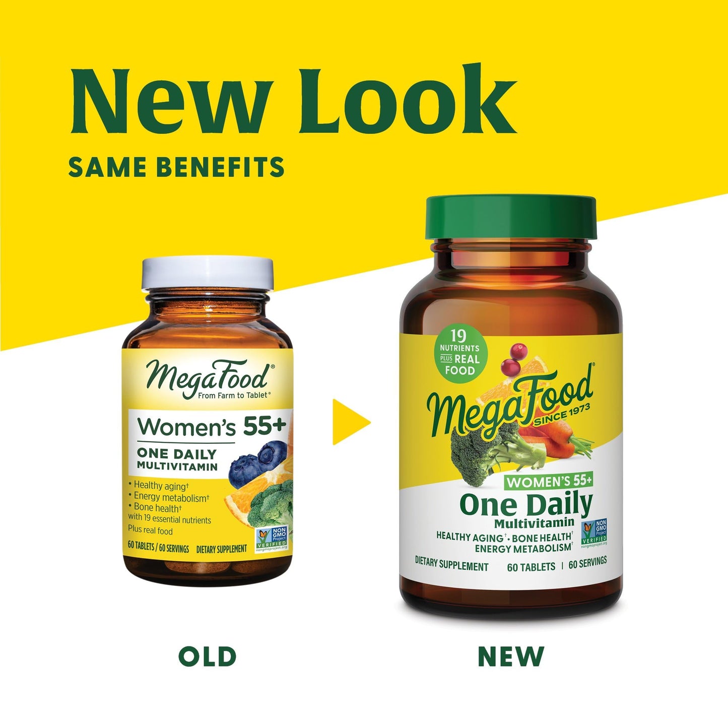 MegaFood Women's 55+ One Daily Multivitamin for Women - with Vitamin A, C, D3 & E for Optimal Aging Support - Plus Real Food - Bone & Immune Support Supplement - Vegetarian - 90 Tabs