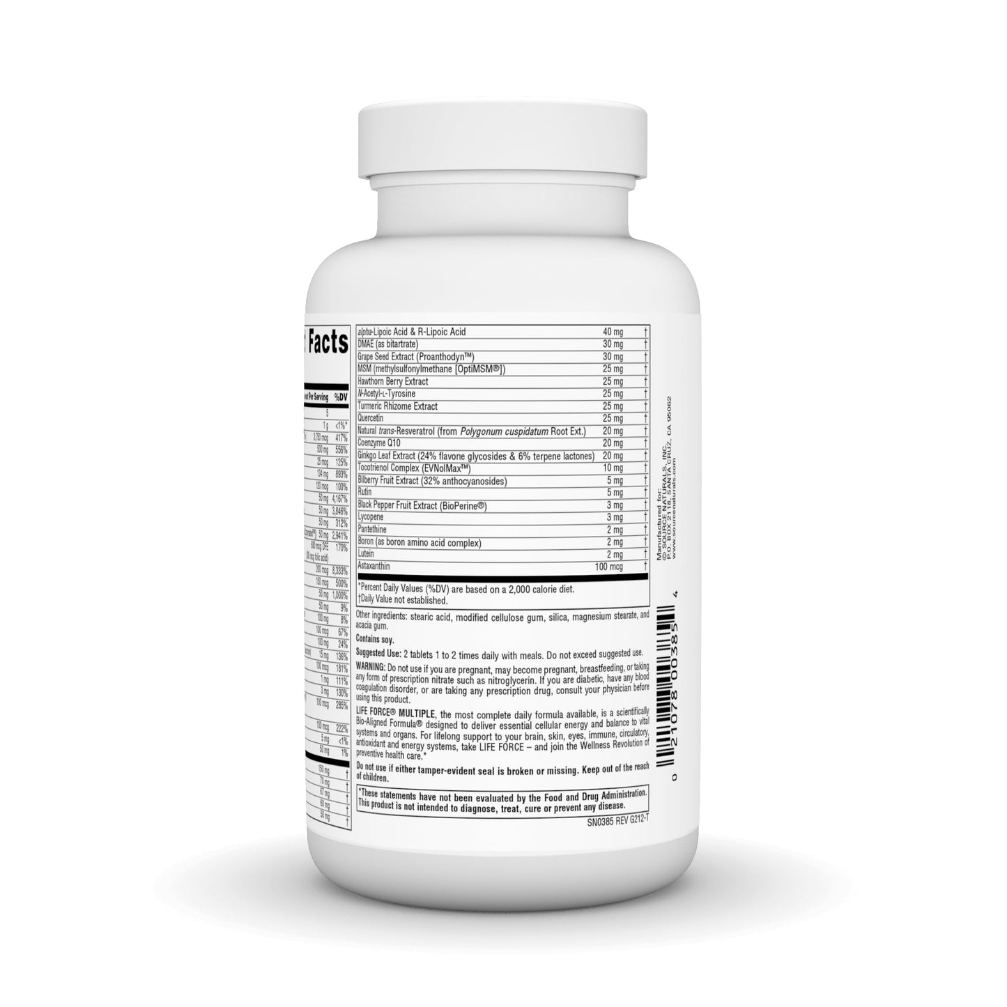 Pre-Order | Arrives in 5–10 Days – Source Naturals Life Force Multiple No Iron Energy Activator Complete Bio-Aligned Daily Vitamin - 90 Tablets